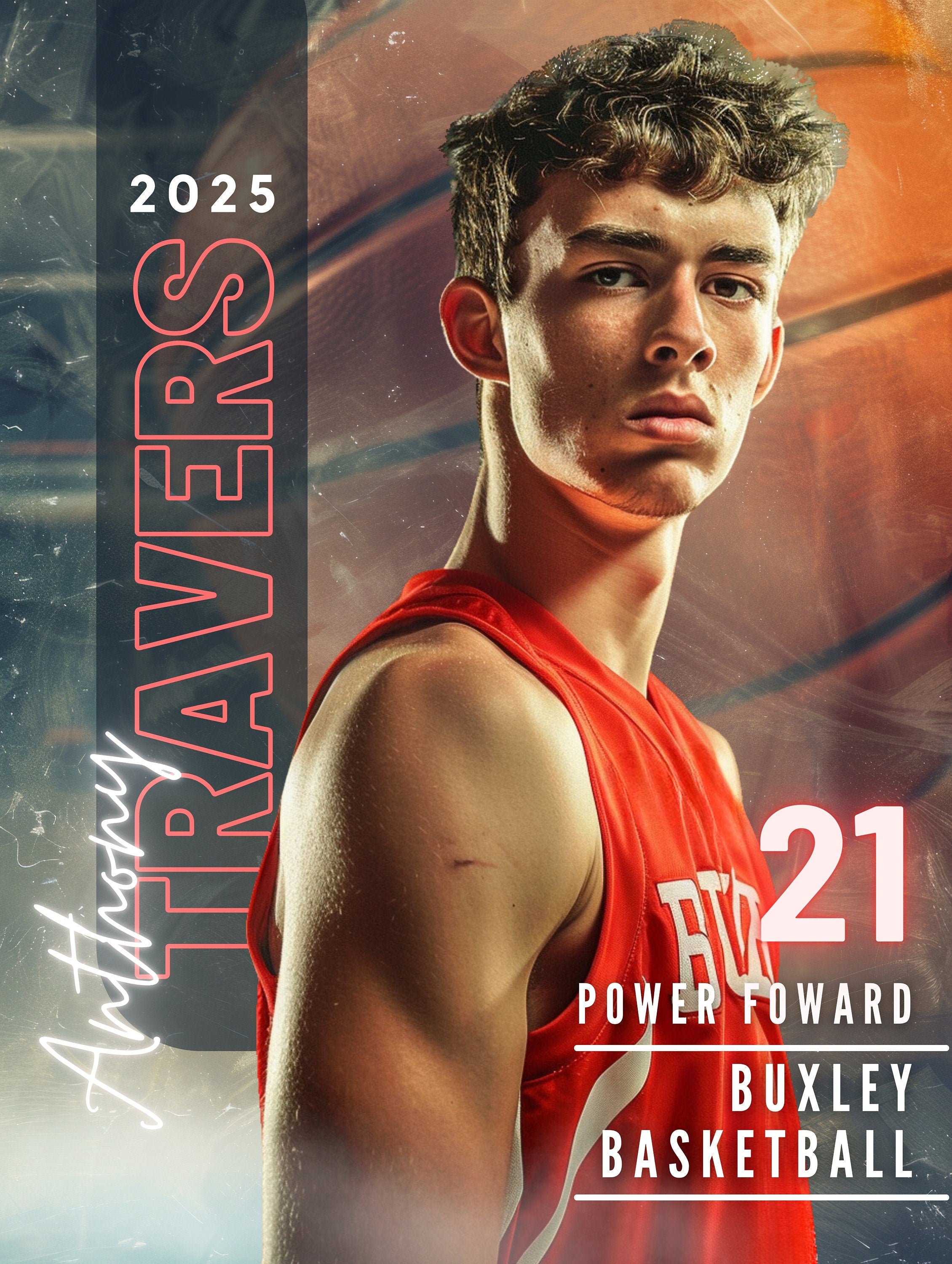 Smokey Basketball Poster Template | Editable in Canva | 3:4