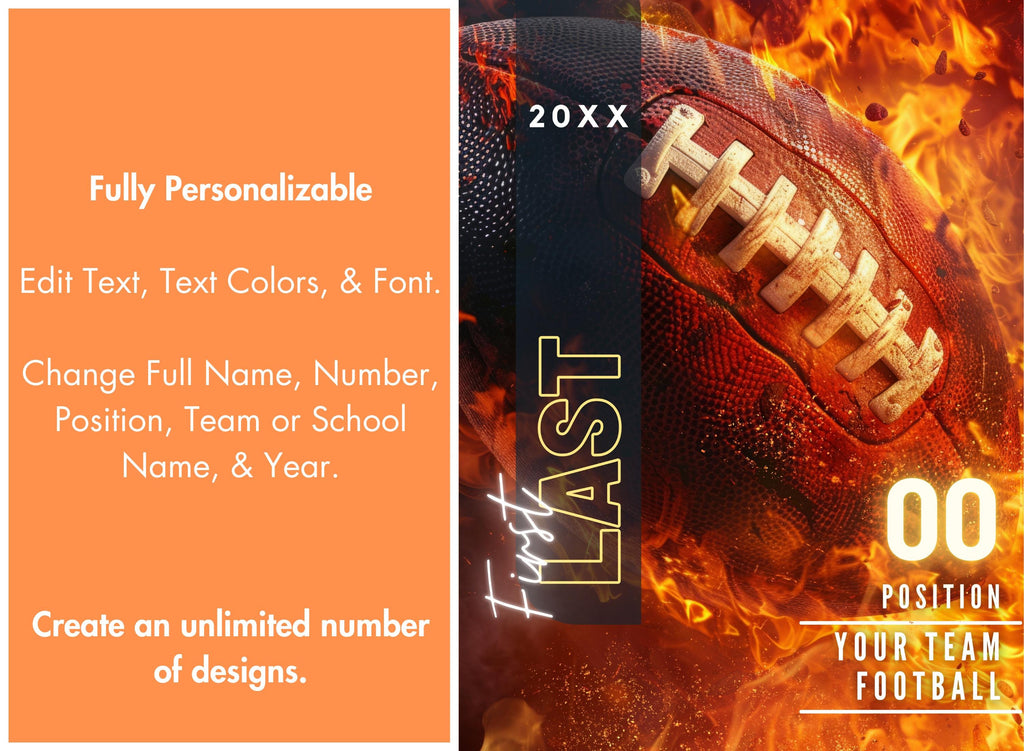 Fiery Football Poster Template | Editable in Canva | 3:4