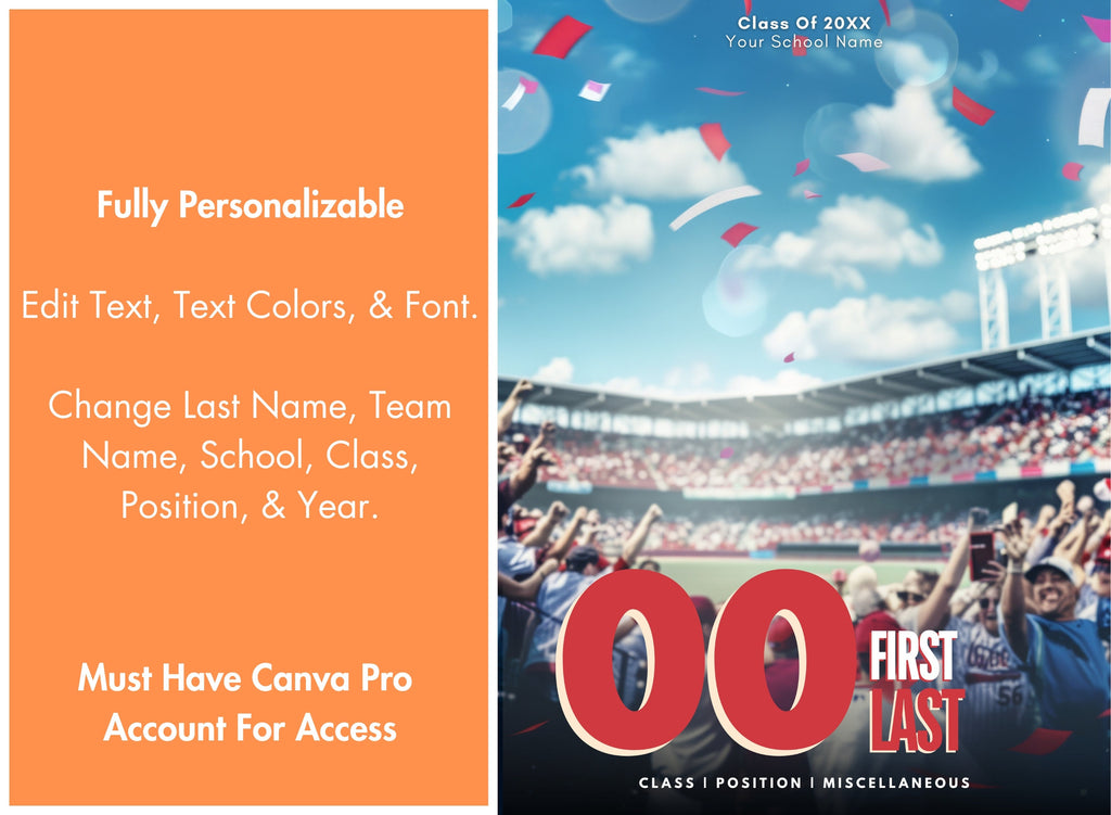 Movie Poster Baseball & Softball Template | Editable in Canva | 3:4