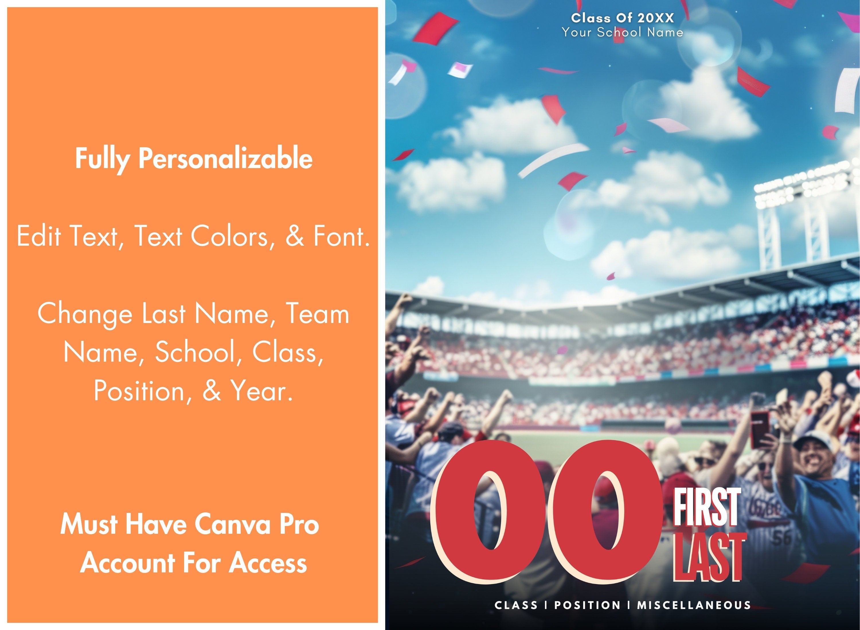 Movie Poster Baseball & Softball Template | Editable in Canva | 3:4