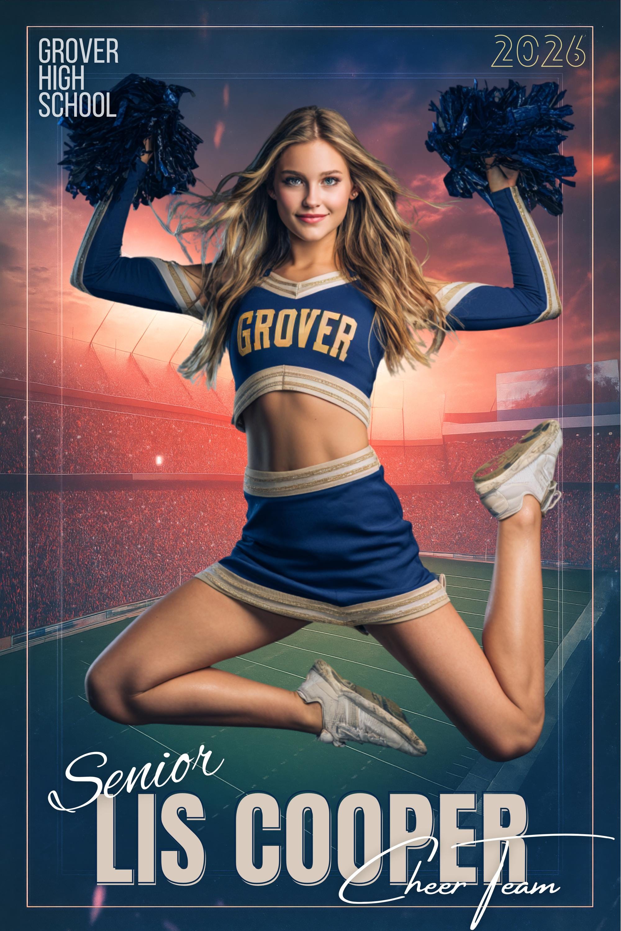 Sunset Stadium Cheer Poster Template | Editable in Canva | 2:3