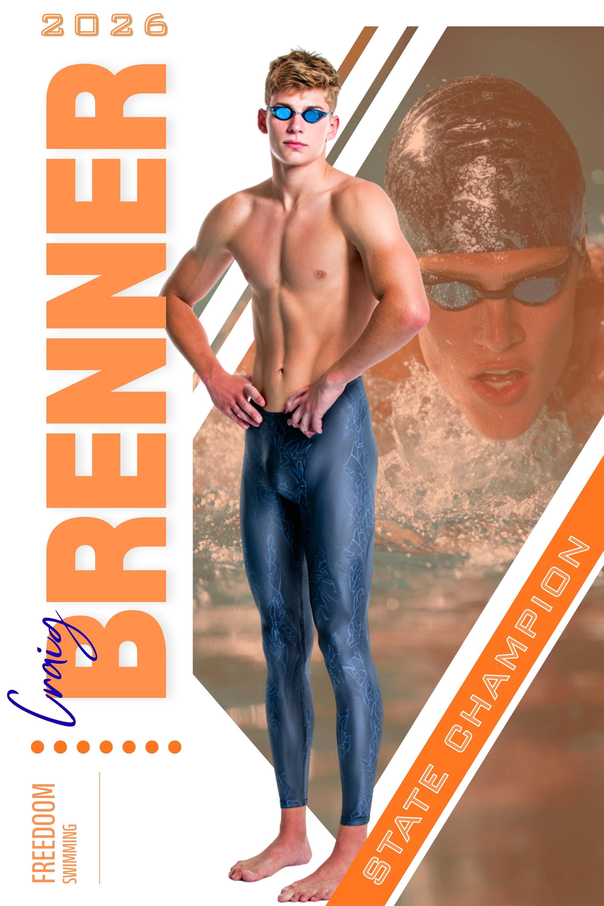 Dual Photo Swimming Poster Template | Editable in Photoshop | 2:3
