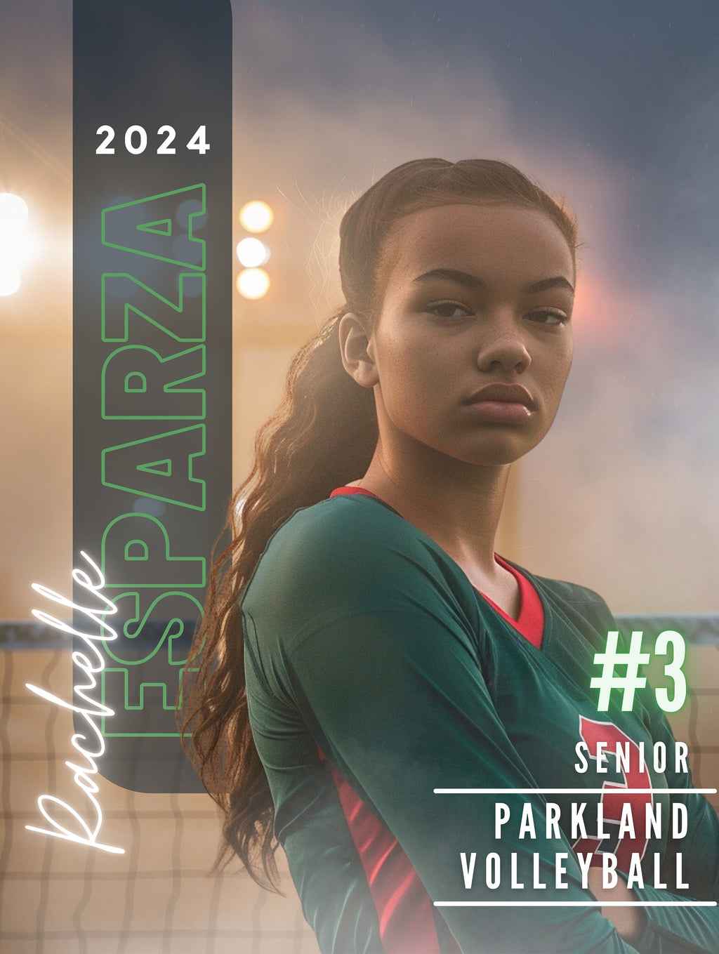 Volleyball Poster Template | Editable in Canva | 3:4 | Moody Style, Senior Banner, Player Card, Memory Mate