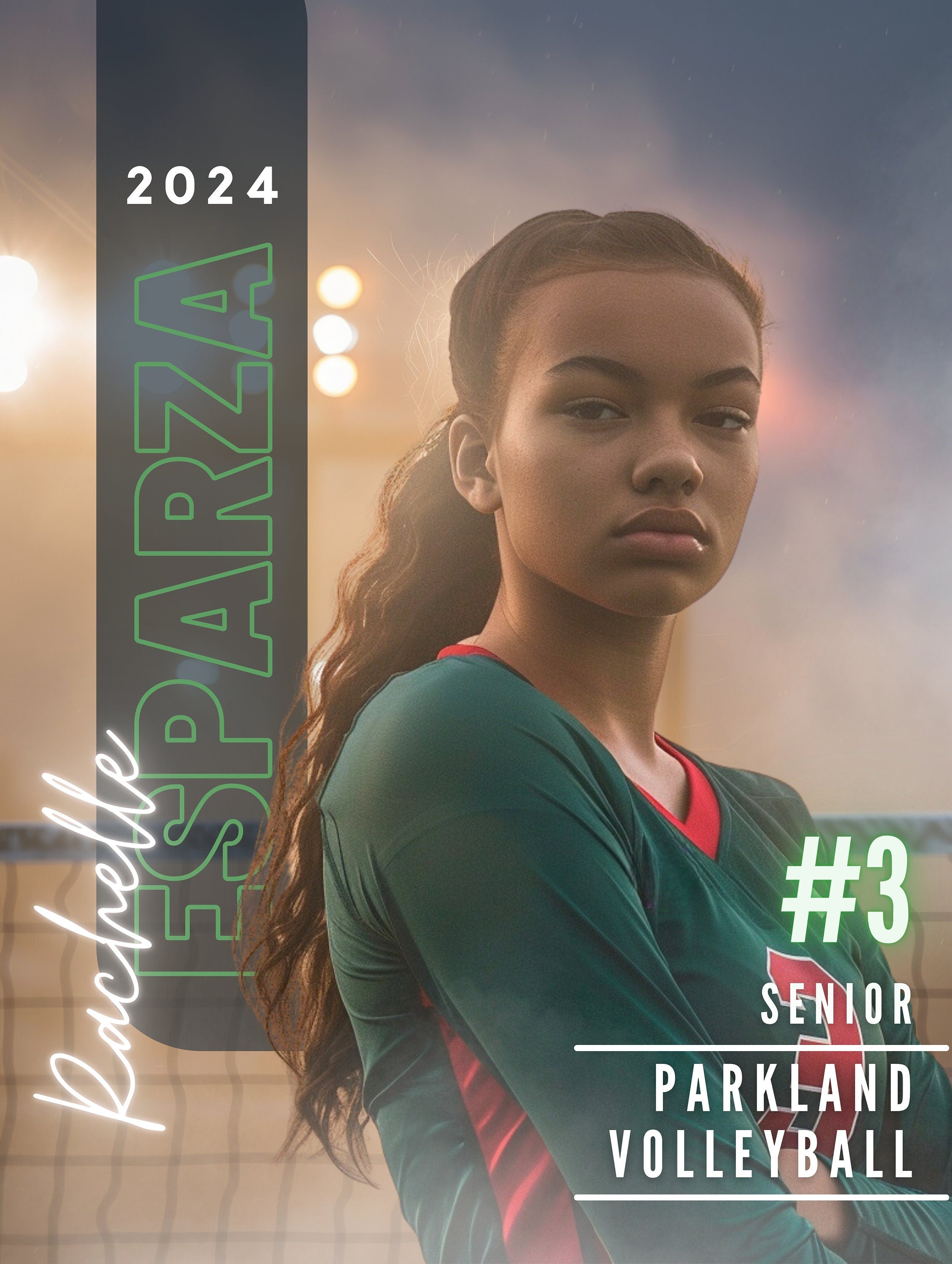 Volleyball Poster Template | Editable in Canva | 3:4 | Moody Style, Senior Banner, Player Card, Memory Mate