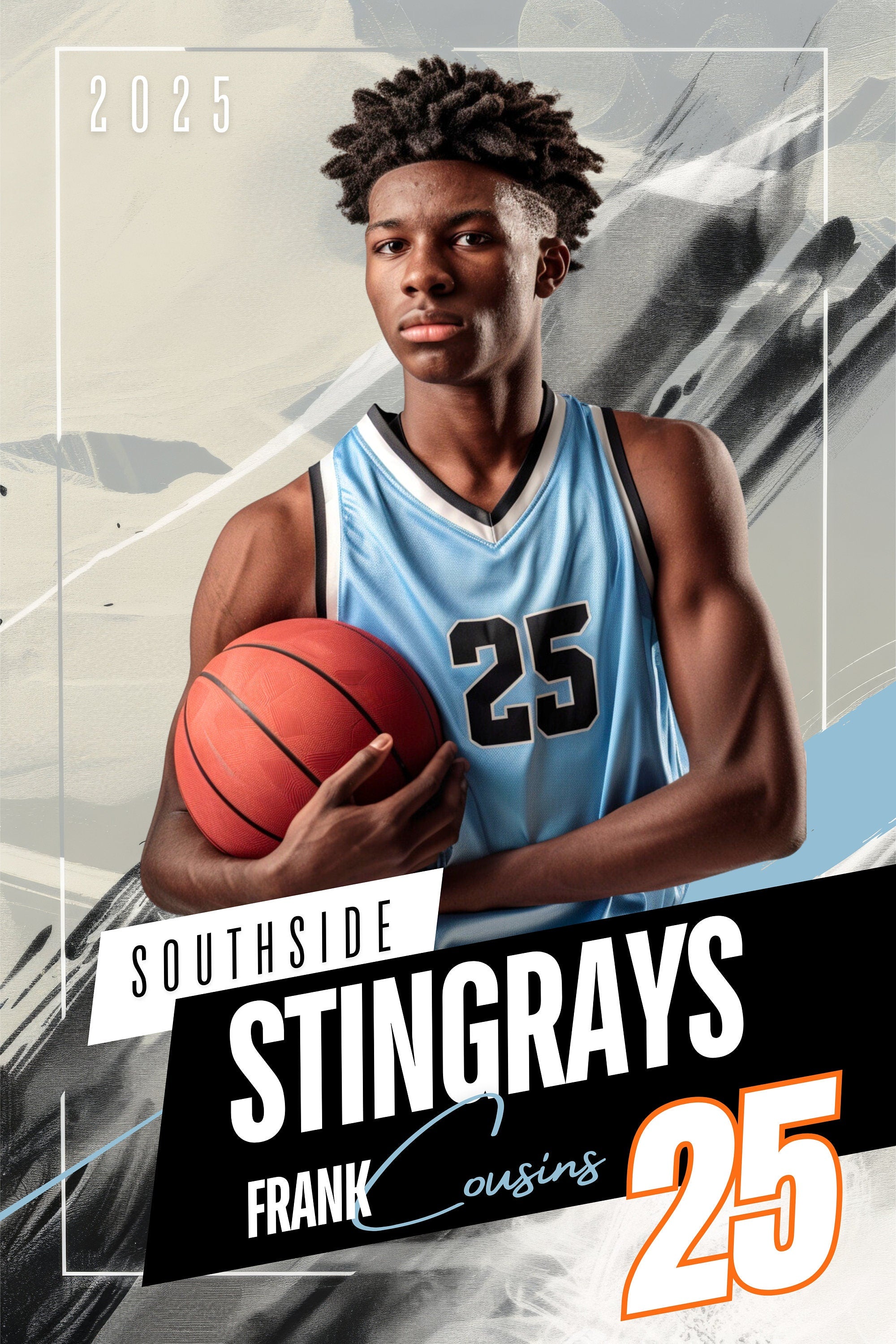 Brush Stroke All Sports Poster Template | Editable in Canva | 2:3