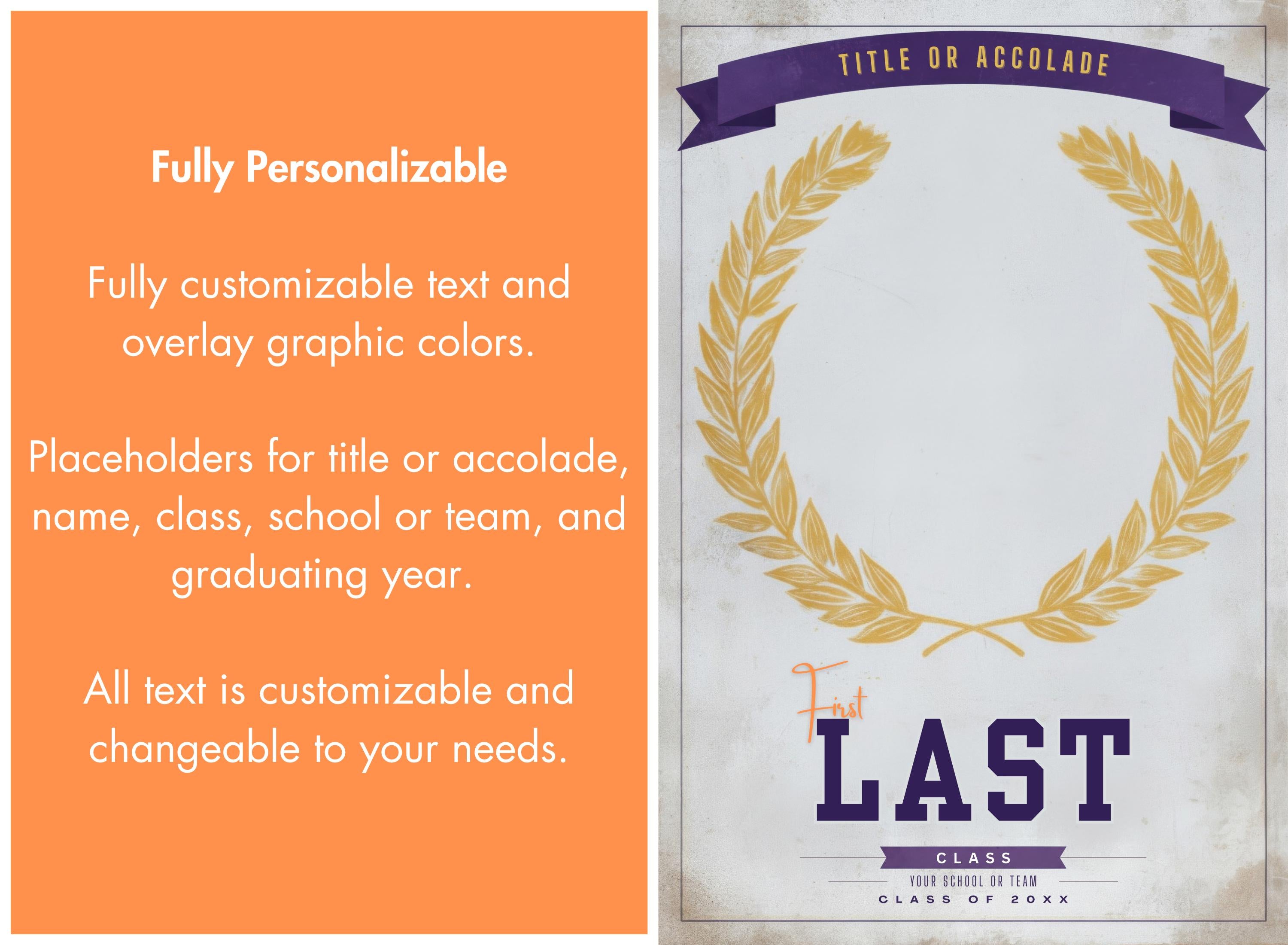 Laurel & Banner Cheerleader Poster Template | Editable in Canva | 2:3