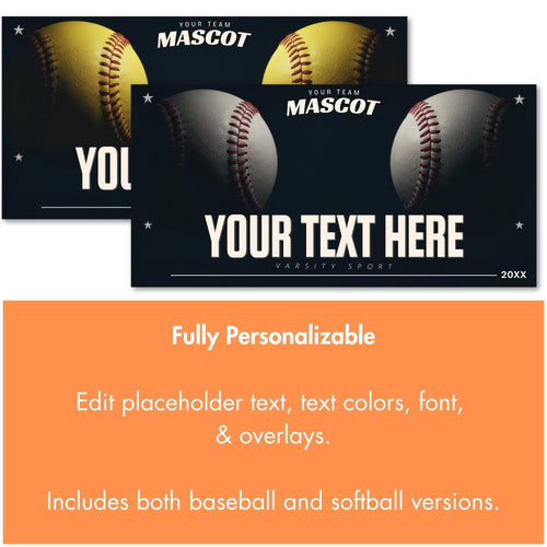 Baseball & Softball Team Banner Template | Editable in Photoshop | 2:1