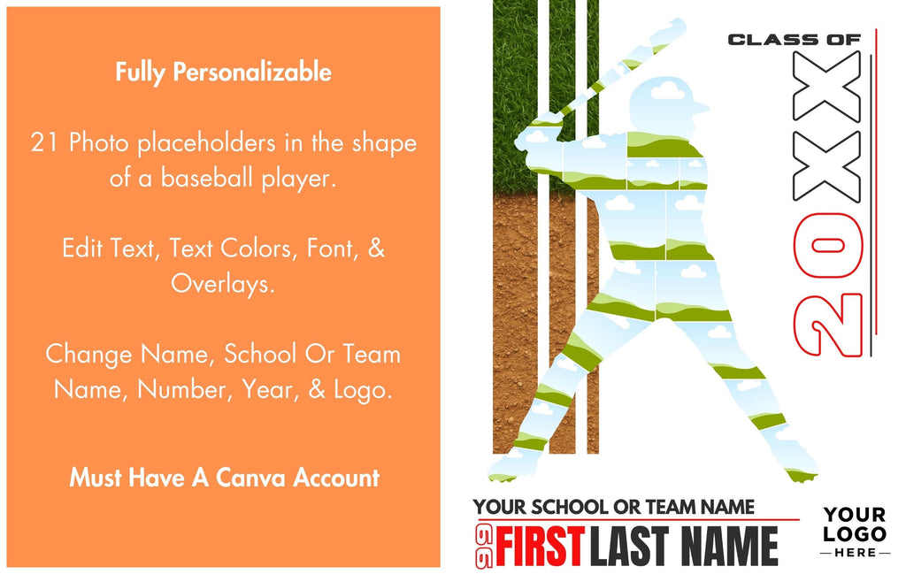 Baseball Poster Template | Editable in Canva | 4:5 | Silhouette Style