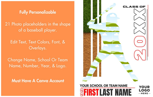 Baseball Poster Template | Editable in Canva | 4:5 | Silhouette Style