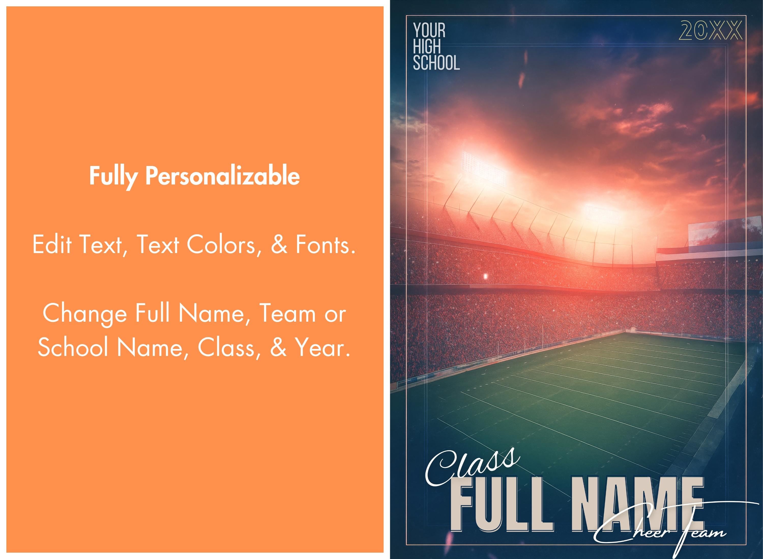 Sunset Stadium Cheer Poster Template | Editable in Canva | 2:3
