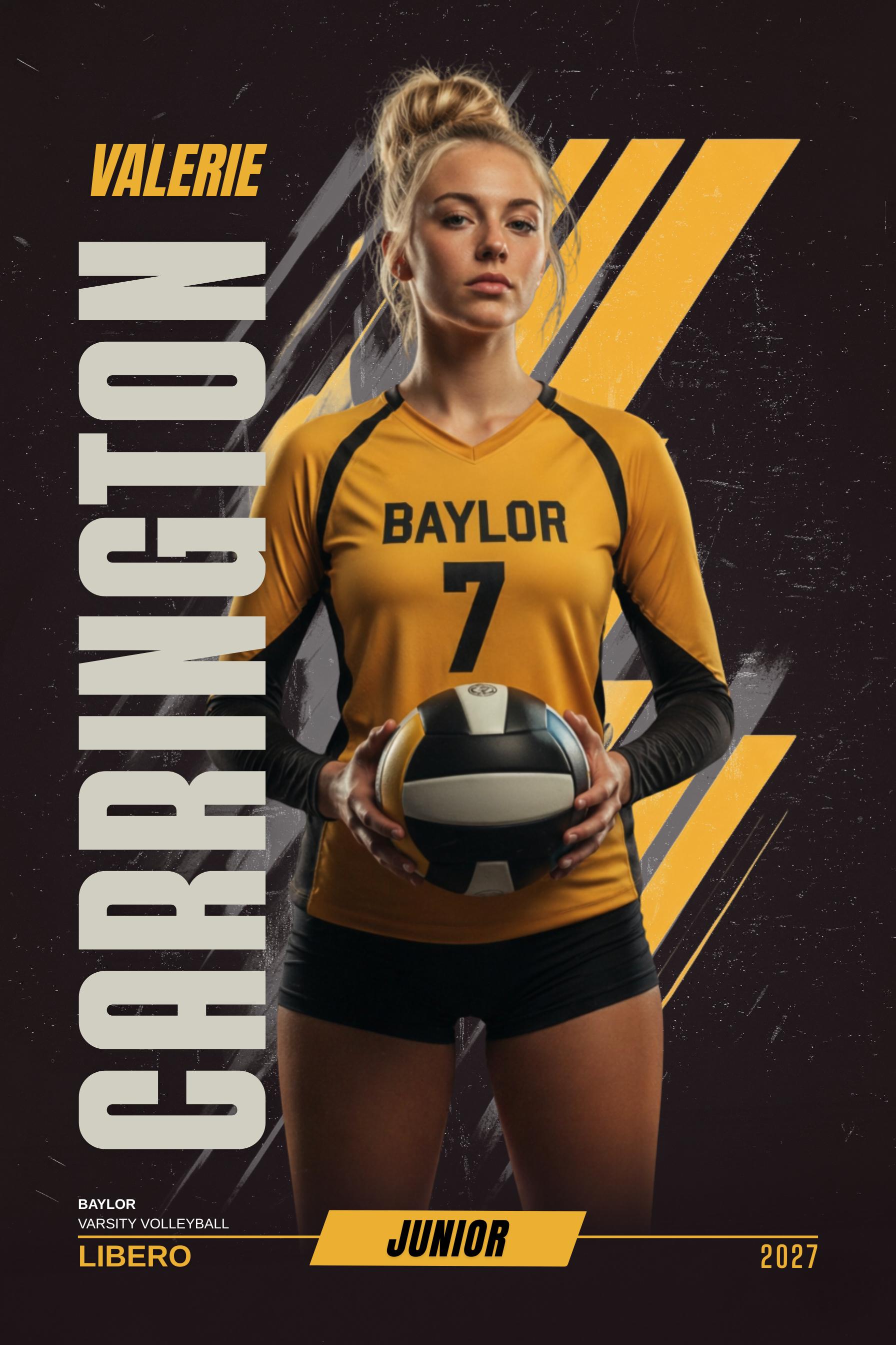 Graphic Stripe Volleyball Poster Template | Editable in Canva | 2:3