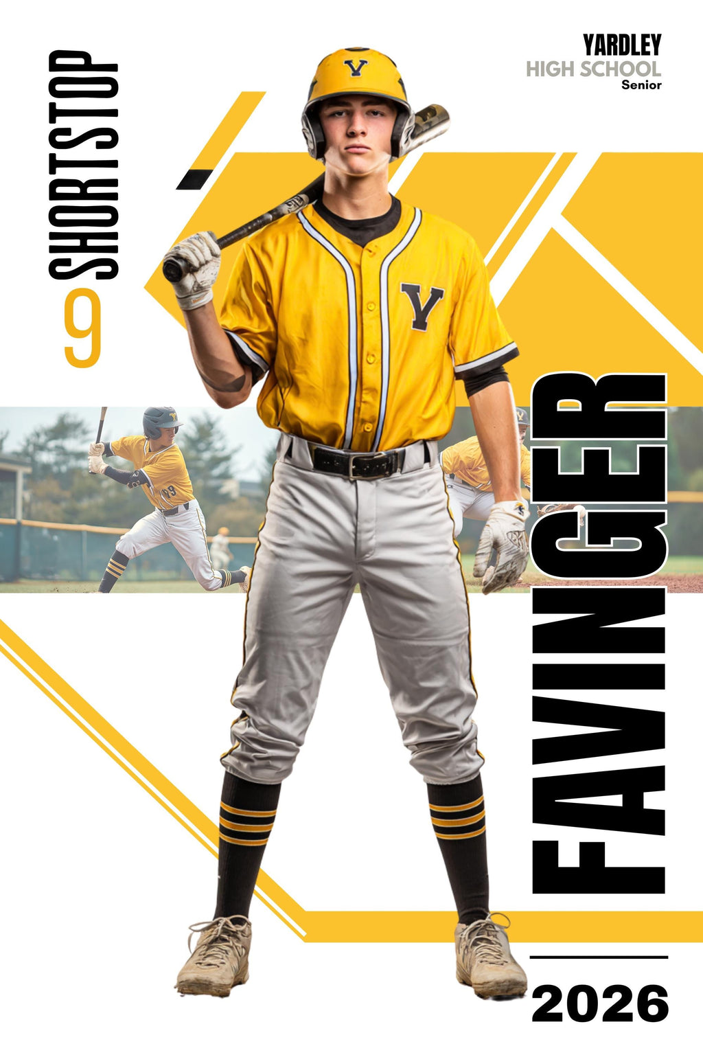 Action Shot Backdrop Baseball Poster Template | Editable in Canva | 2:3