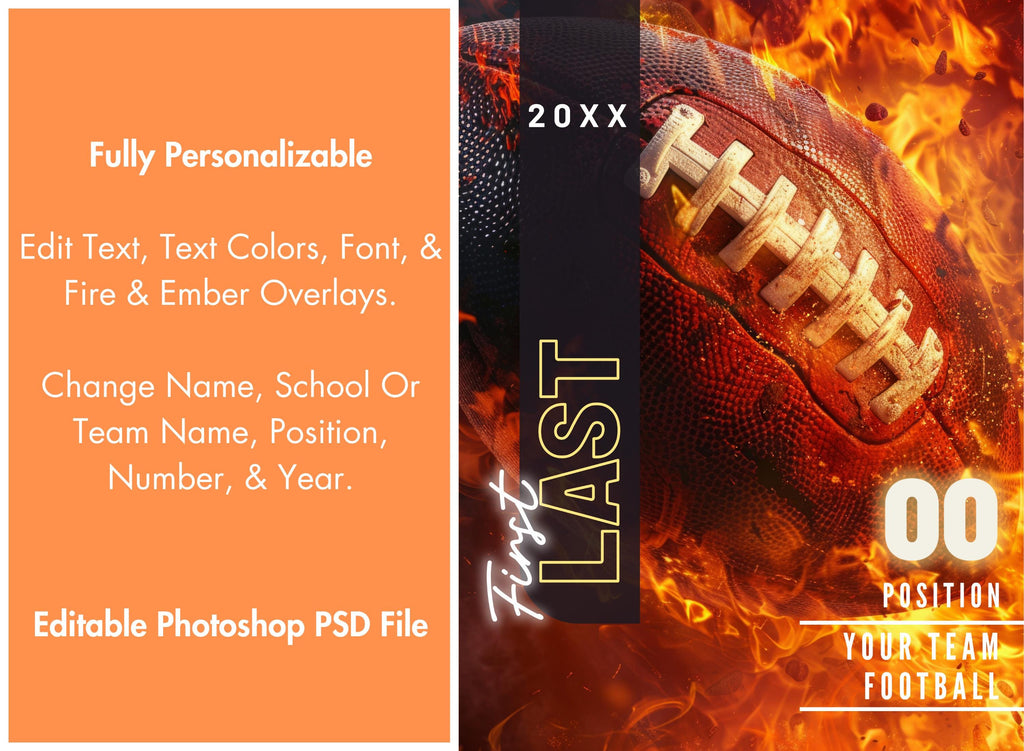 Fiery Football Poster Template | Editable in Photoshop | 3:4