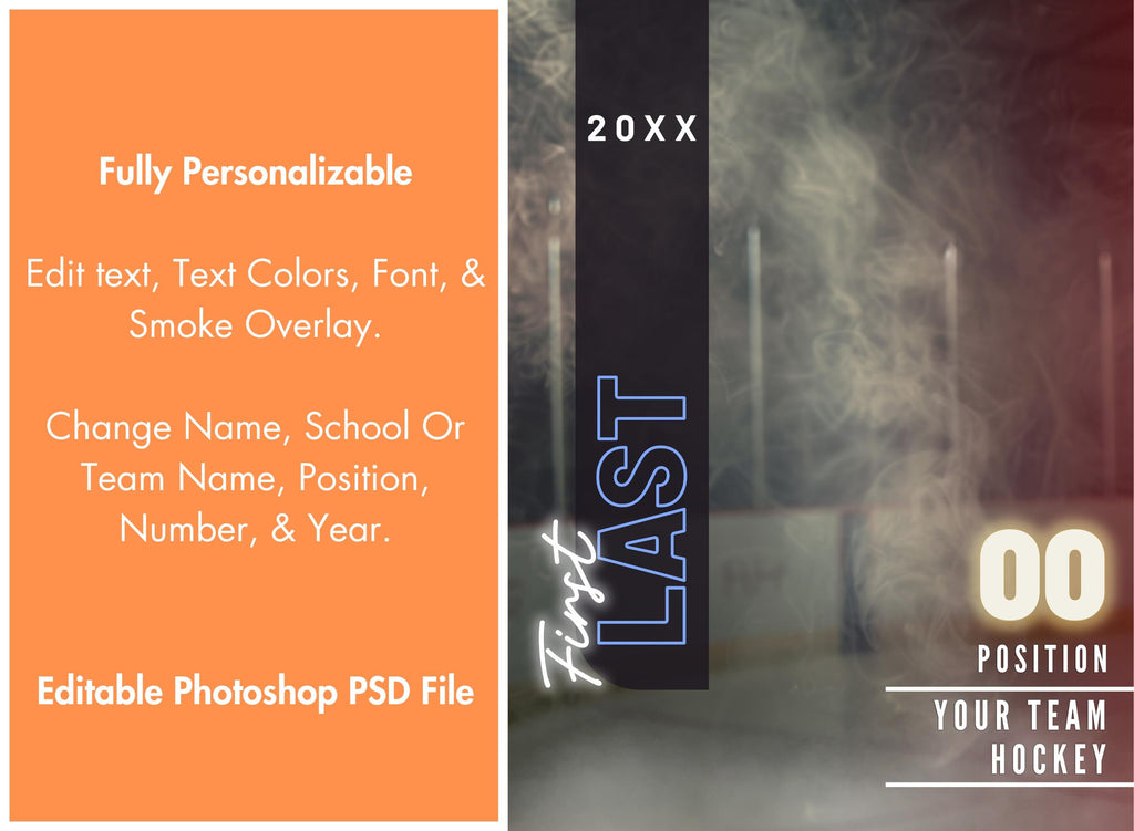 Cold Smoke Hockey Poster Template | Editable in Photoshop | 3:4