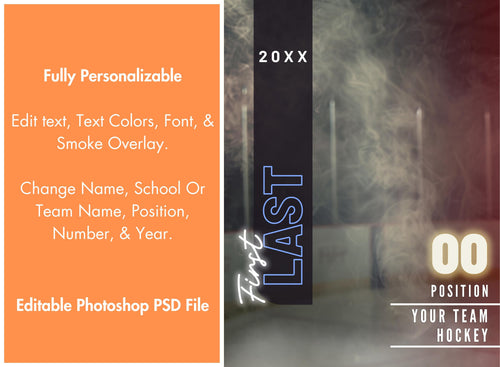 Cold Smoke Hockey Poster Template | Editable in Photoshop | 3:4