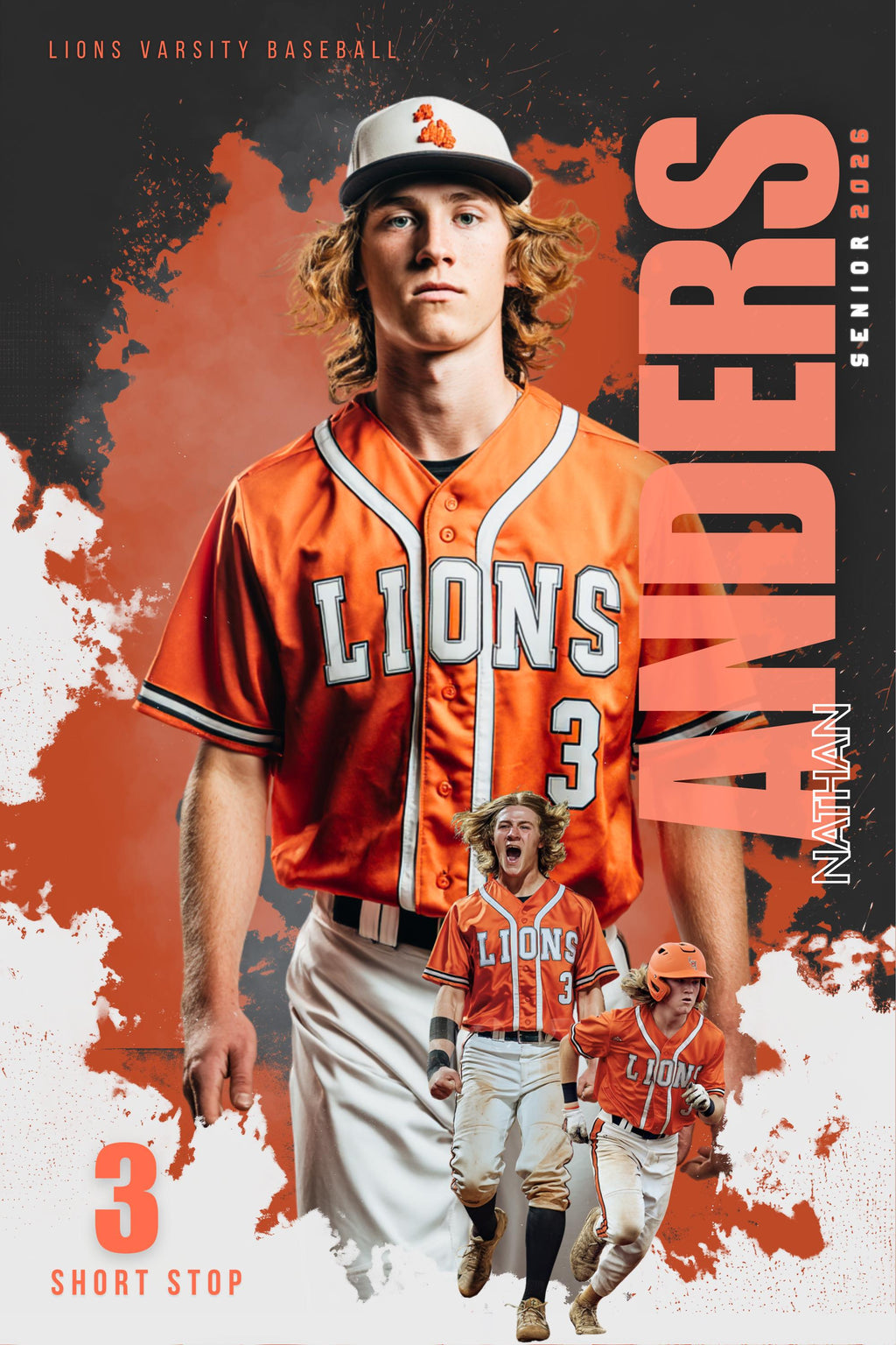 Color Splash Baseball Poster Template | Editable in Canva | 2:3