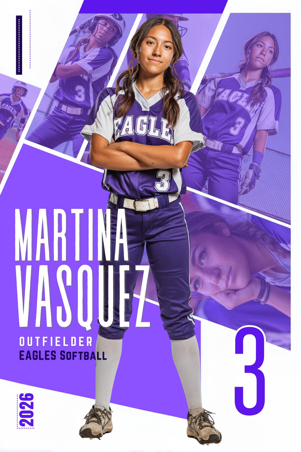 Multi-Photo Collage Softball Poster Template | Editable in Canva | 2:3