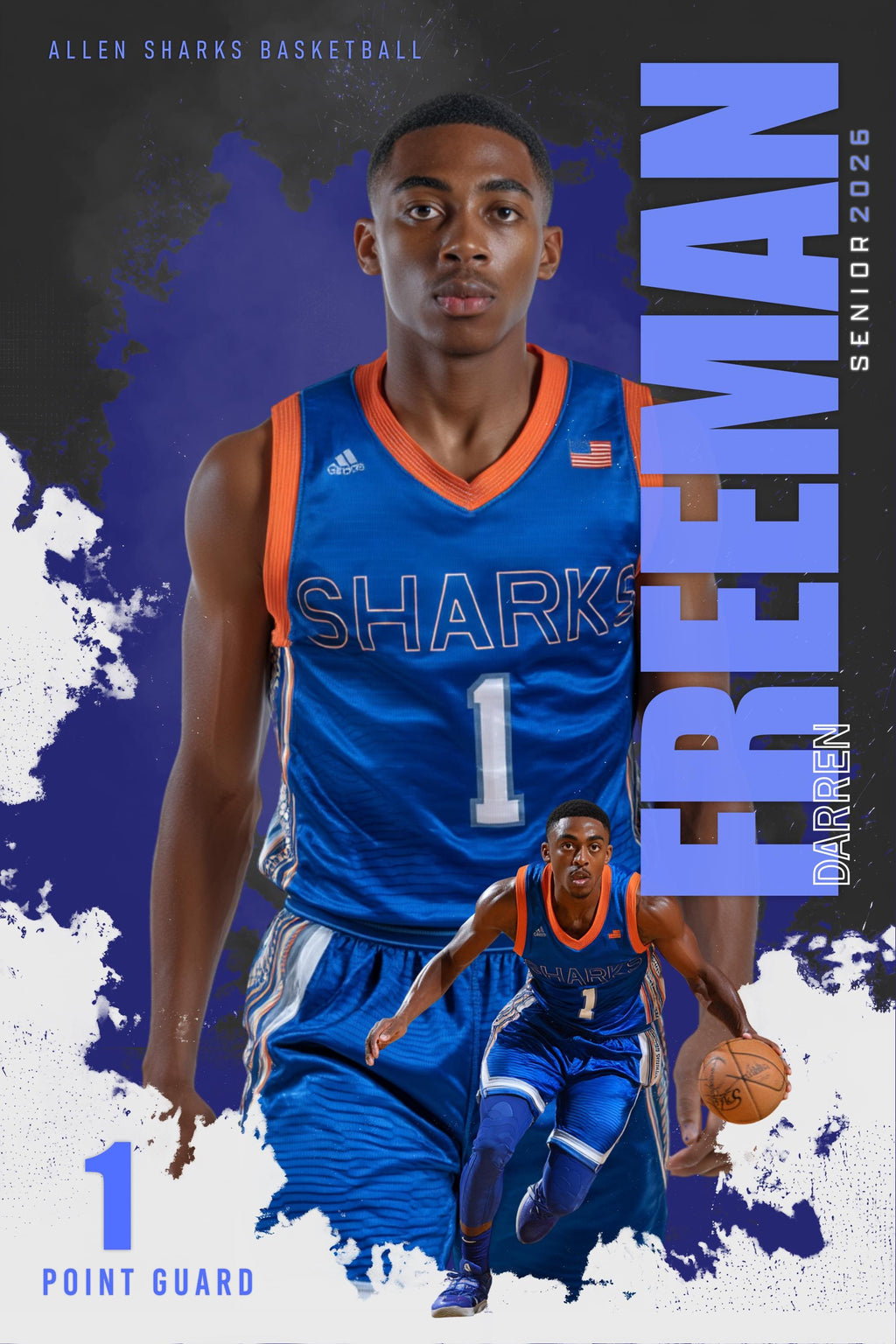 Color Splash Basketball Poster Template | Editable in Photoshop | 2:3