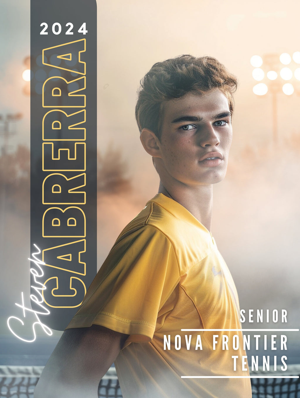 Cinematic Smokey Tennis Poster Template | Editable in Canva | 3:4