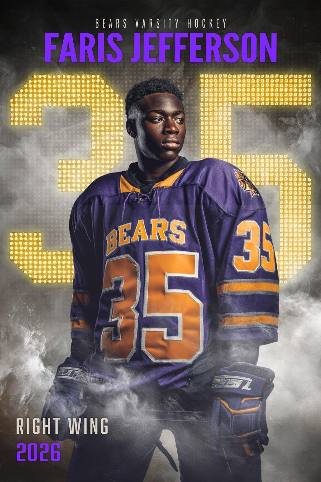 Scoreboard Numbers Hockey Poster Template | Editable in Photoshop | 2:3