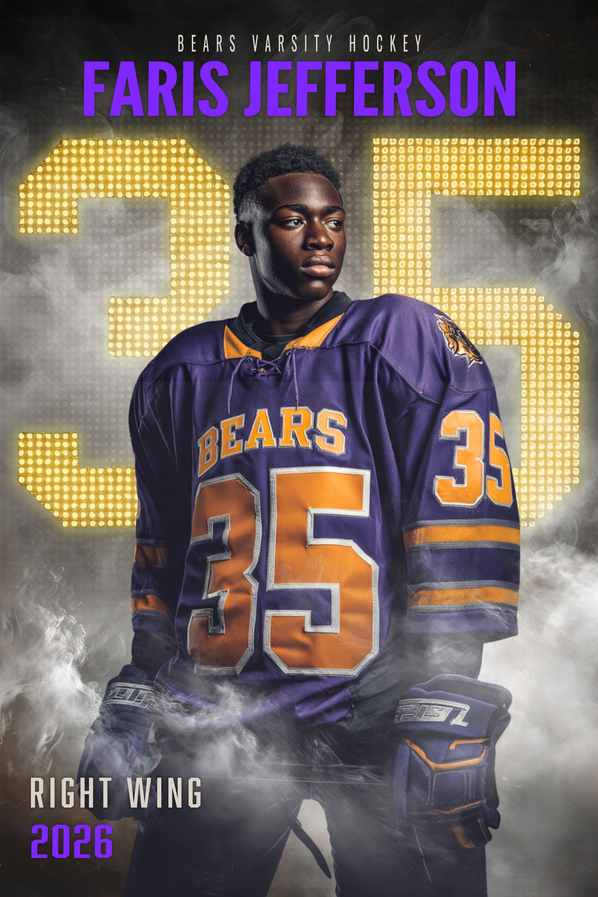Scoreboard Numbers Hockey Poster Template | Editable in Photoshop | 2:3