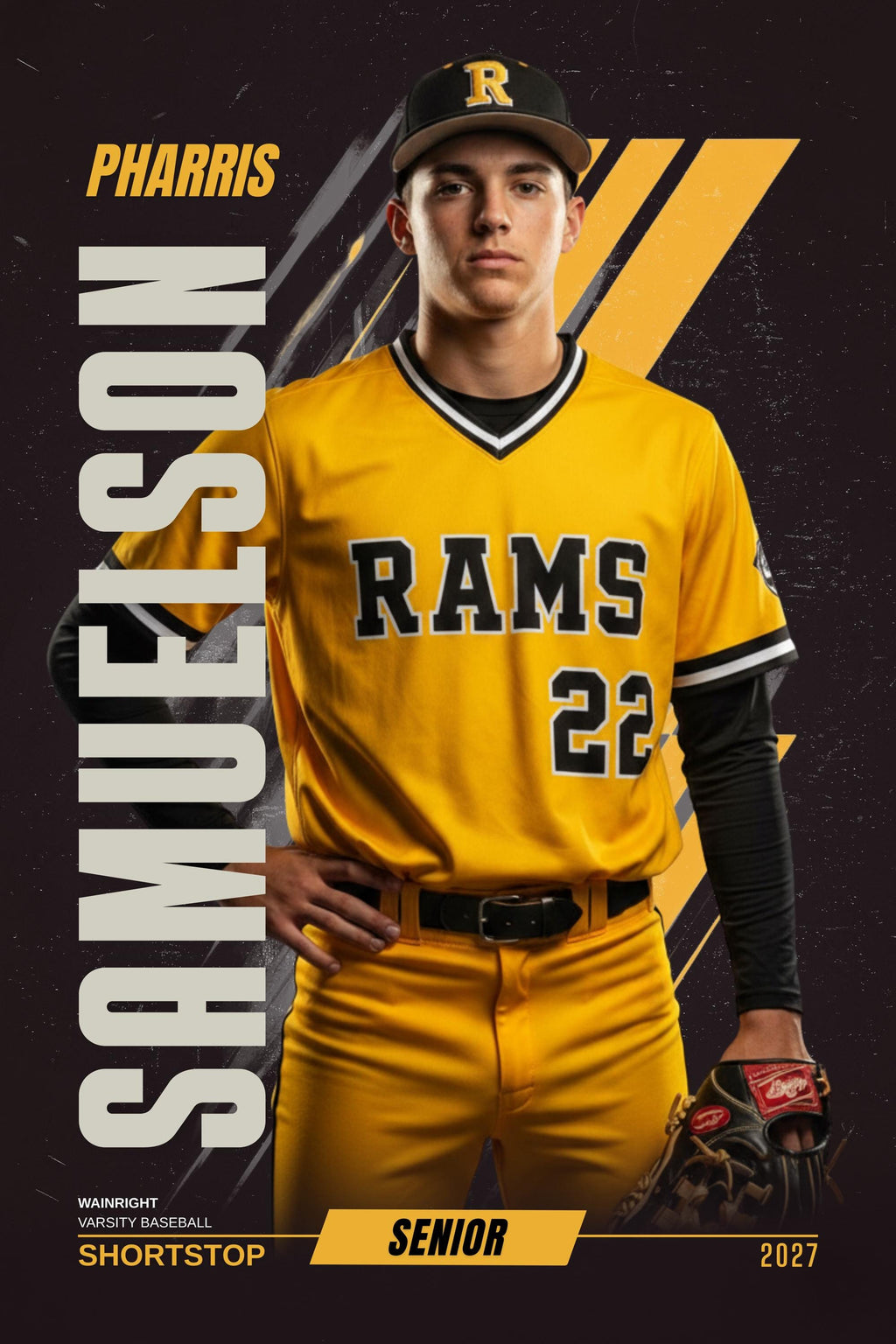 Graphic Stripe Baseball Poster Template | Editable in Canva | 2:3