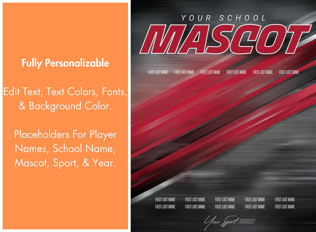 Color Streaks All Sports Team Poster Template | Editable in Canva | 4:5
