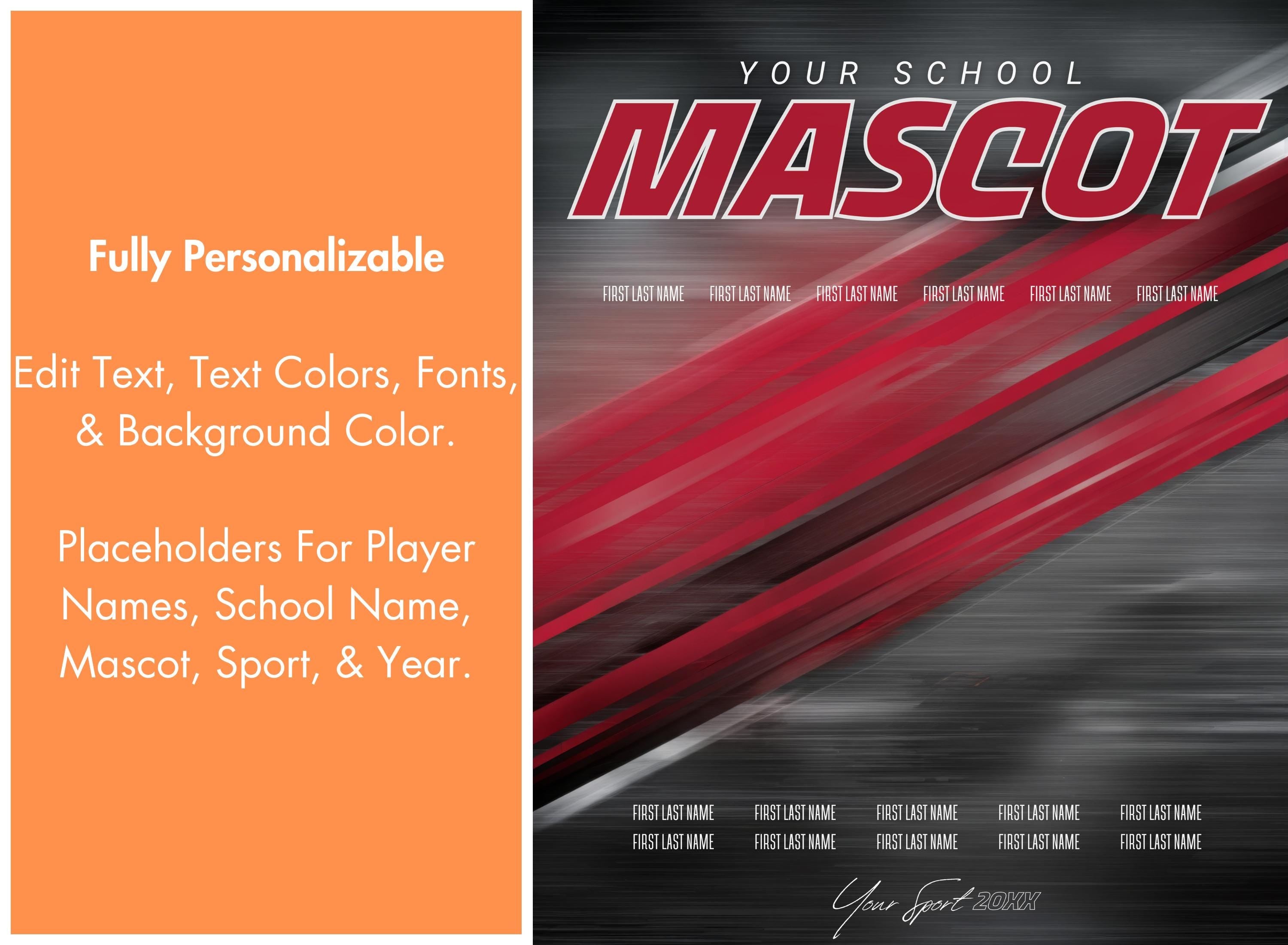Color Streaks All Sports Team Poster Template | Editable in Canva | 4:5