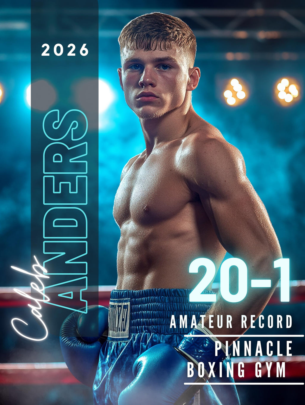 Showtime Lights Boxing Poster Template | Editable in Canva | 3:4
