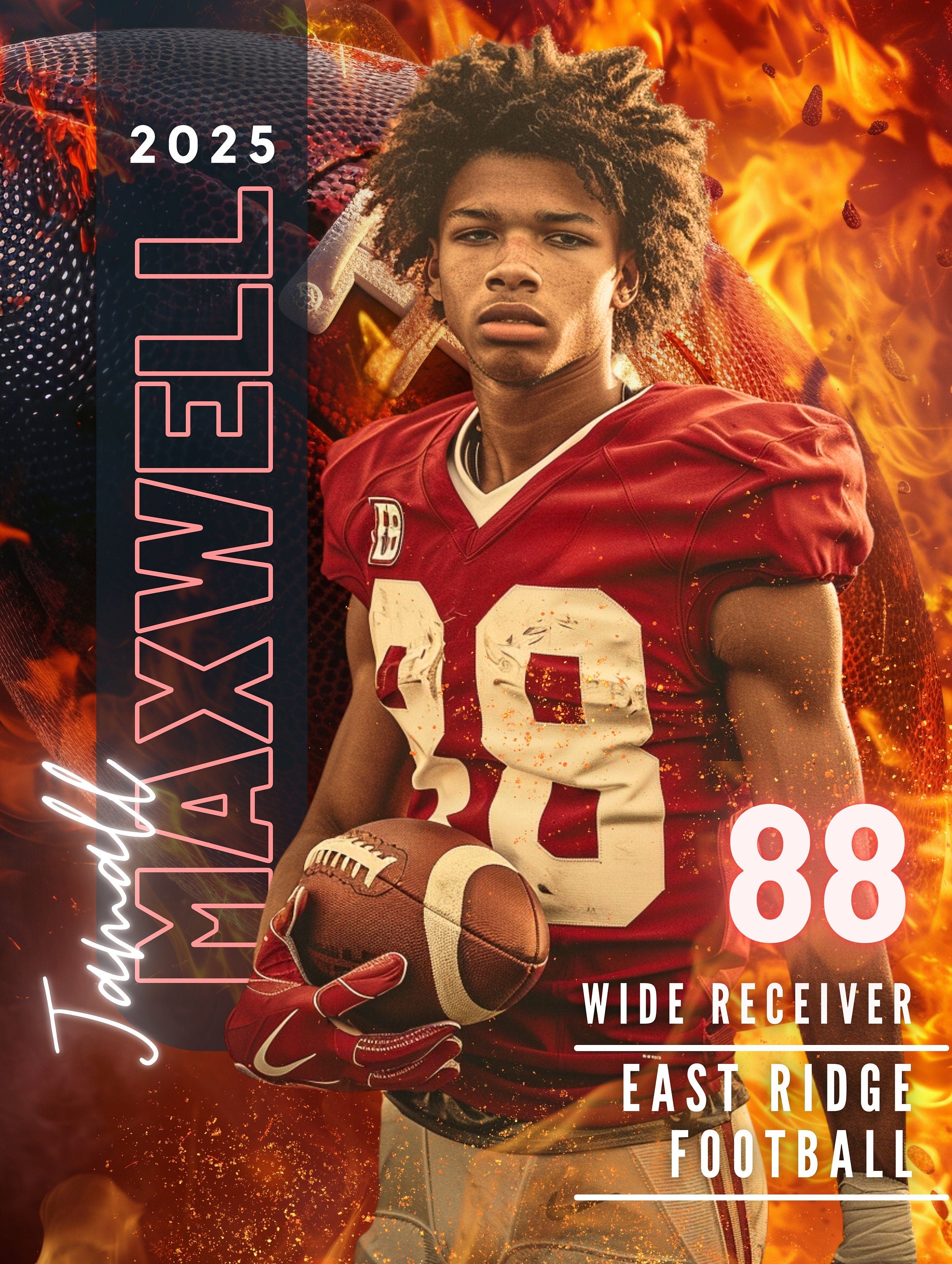 Fiery Football Poster Template | Editable in Canva | 3:4
