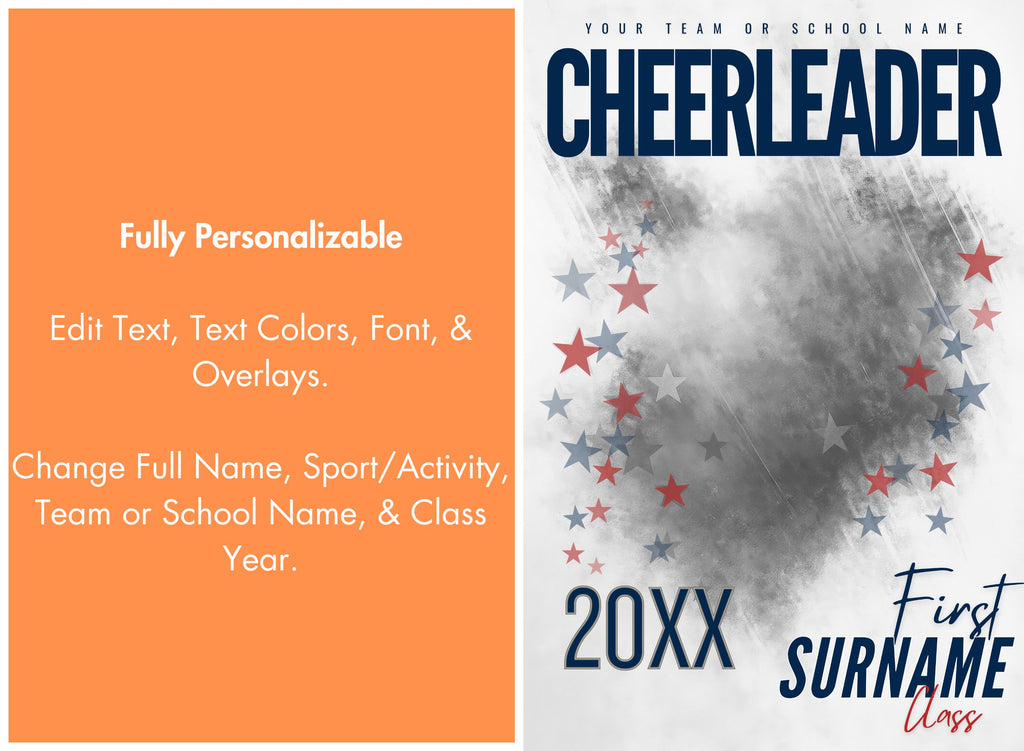 Stars & Streaks Cheer & Dance Poster Template | Editable in Canva | 2:3