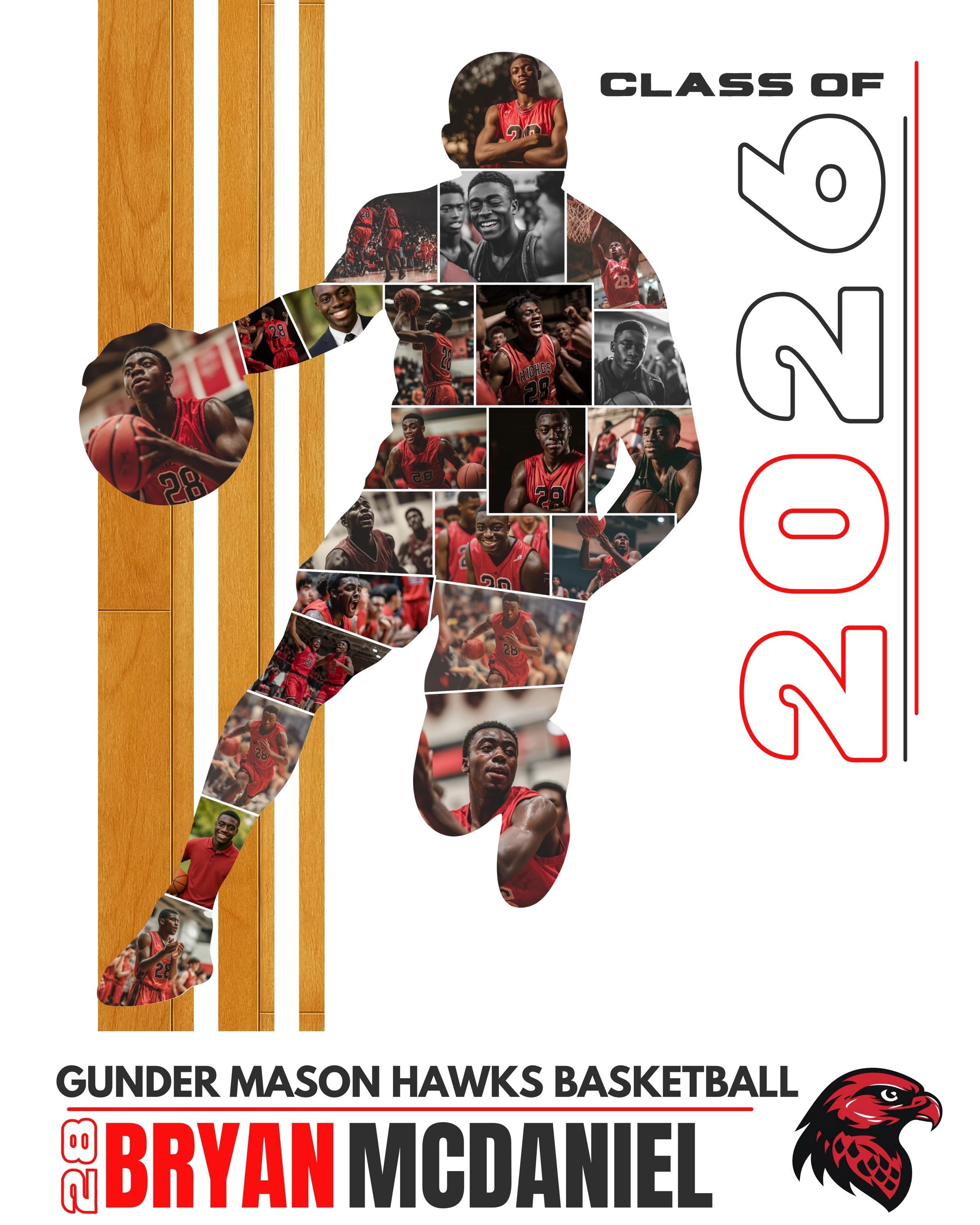 Basketball Photo Collage Template | Editable in Canva | 4:5 | Silhouette Style