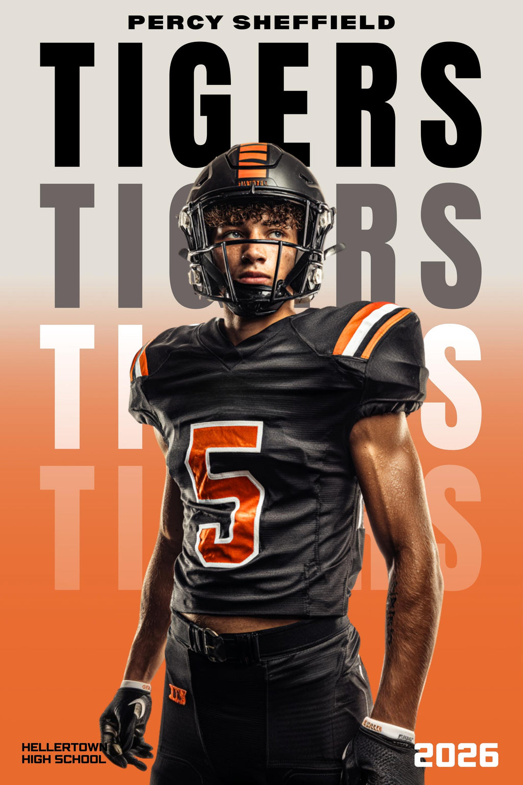 Repeating Team Typography Football Poster Template | Editable in Canva | 2:3