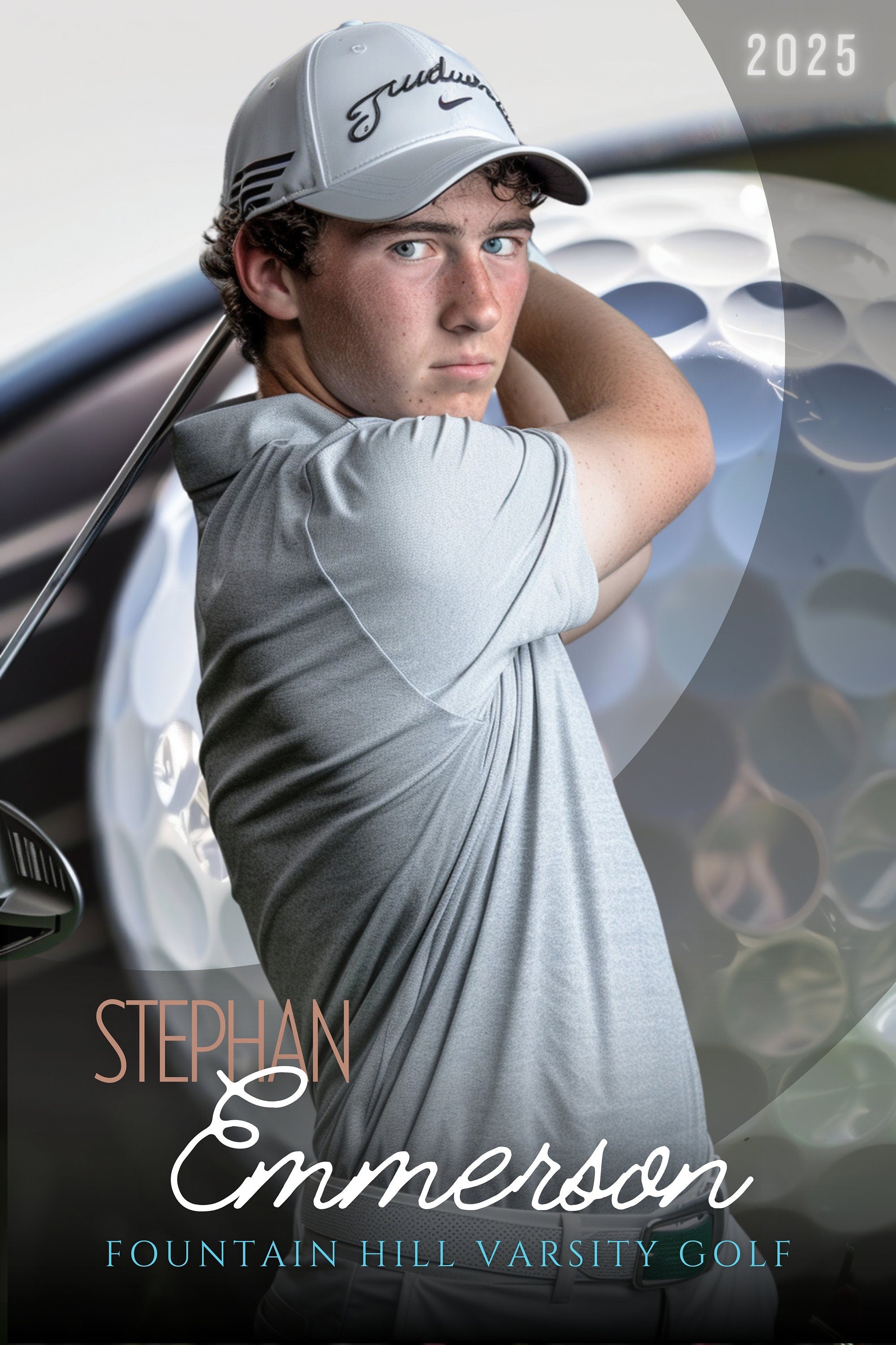 Ball & Club Closeup Golf Poster Template | Editable in Canva | 2:3