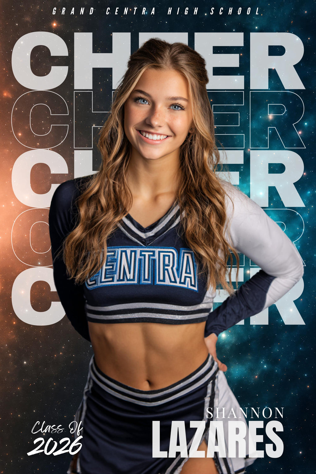 Repeating Text Cheer & Dance Poster Template | Editable in Canva | 2:3