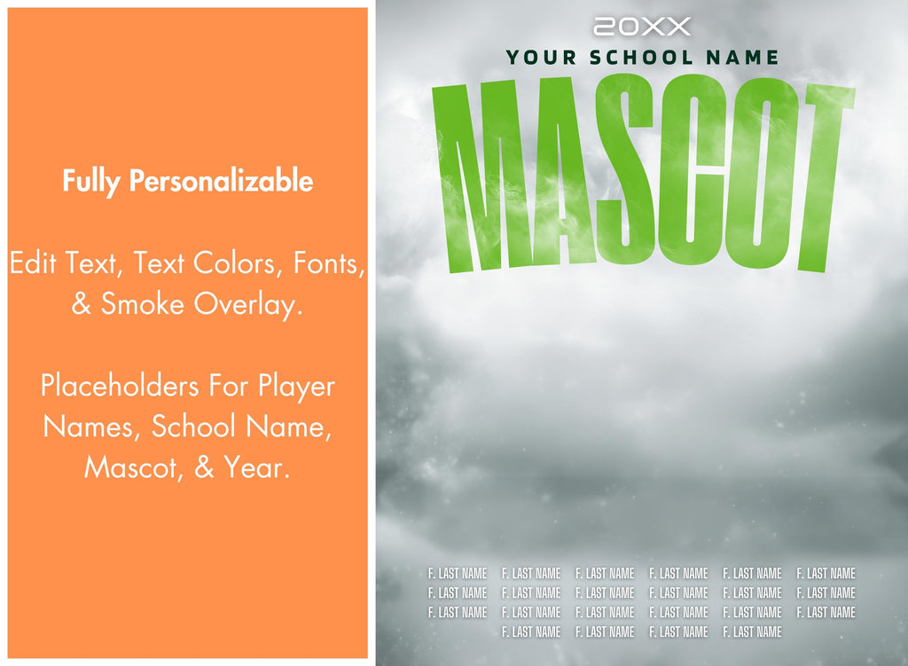 Smoke Style All Sports Team Poster Template | Editable in Canva | 4:5