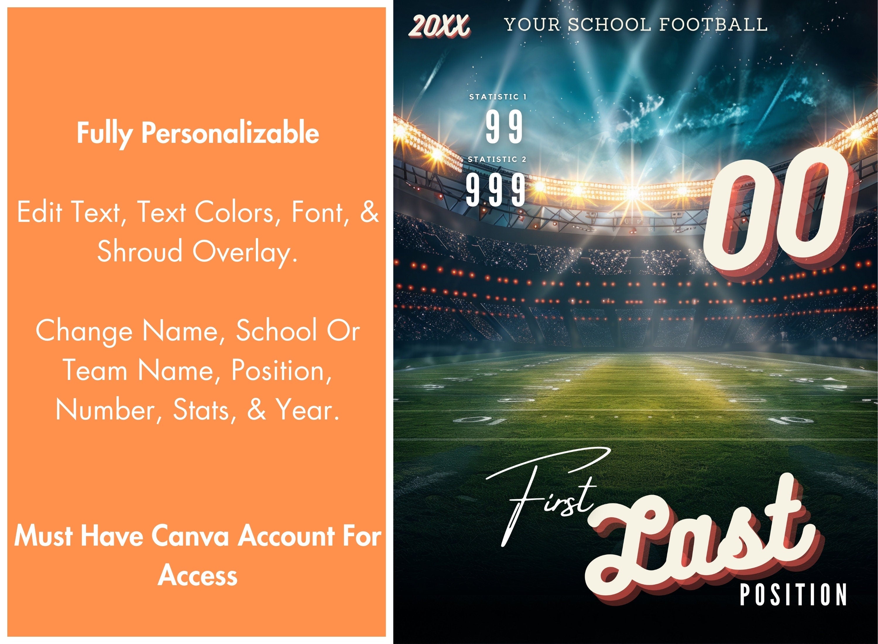 Gameday Football Poster Template | Editable in Canva | 3:4