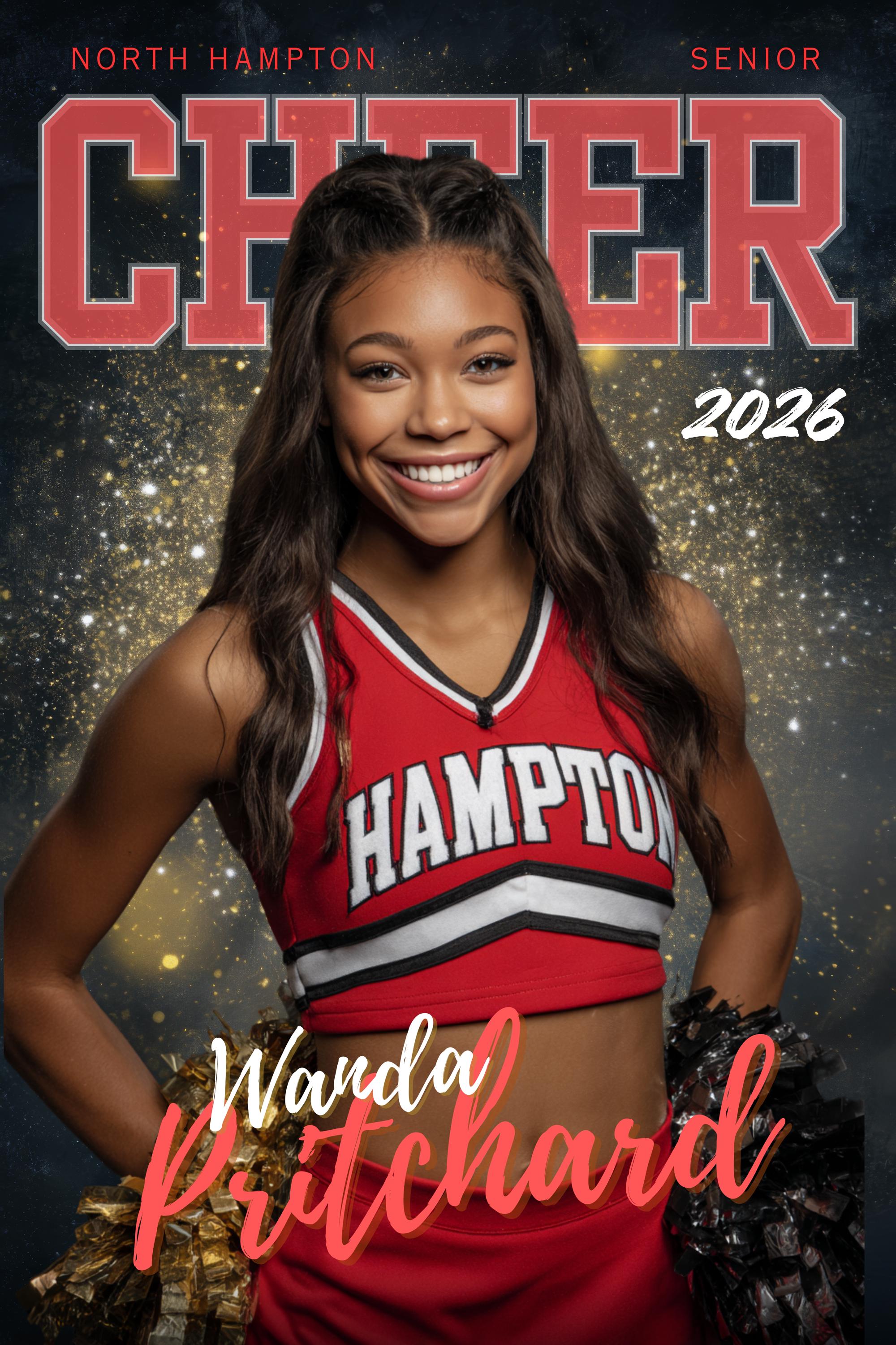 Gold Glitter Cheerleading & Dance Poster Template | Editable in Canva | 2:3
