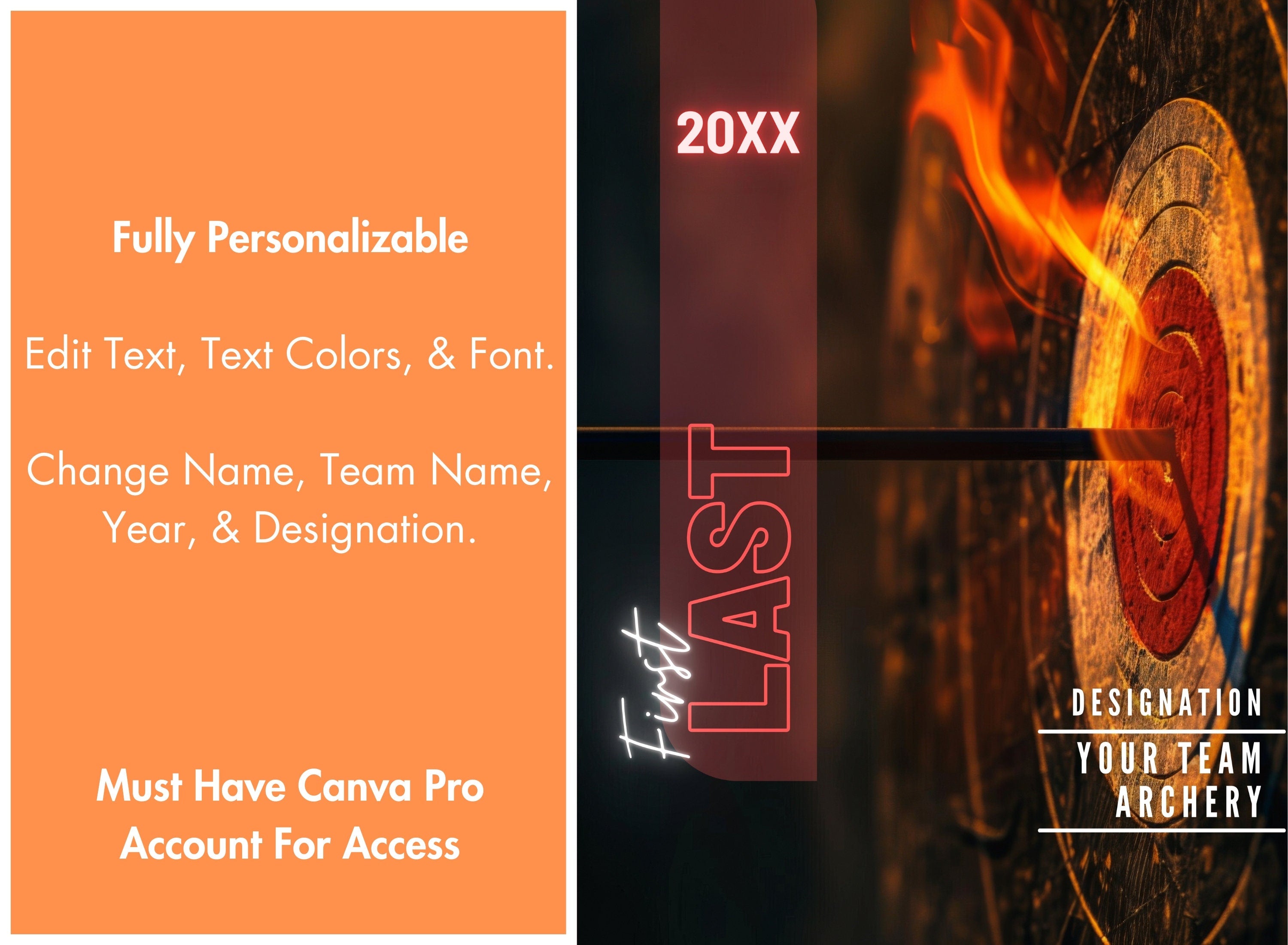 Fiery Target Archery Poster Template | Editable in Canva | 3:4