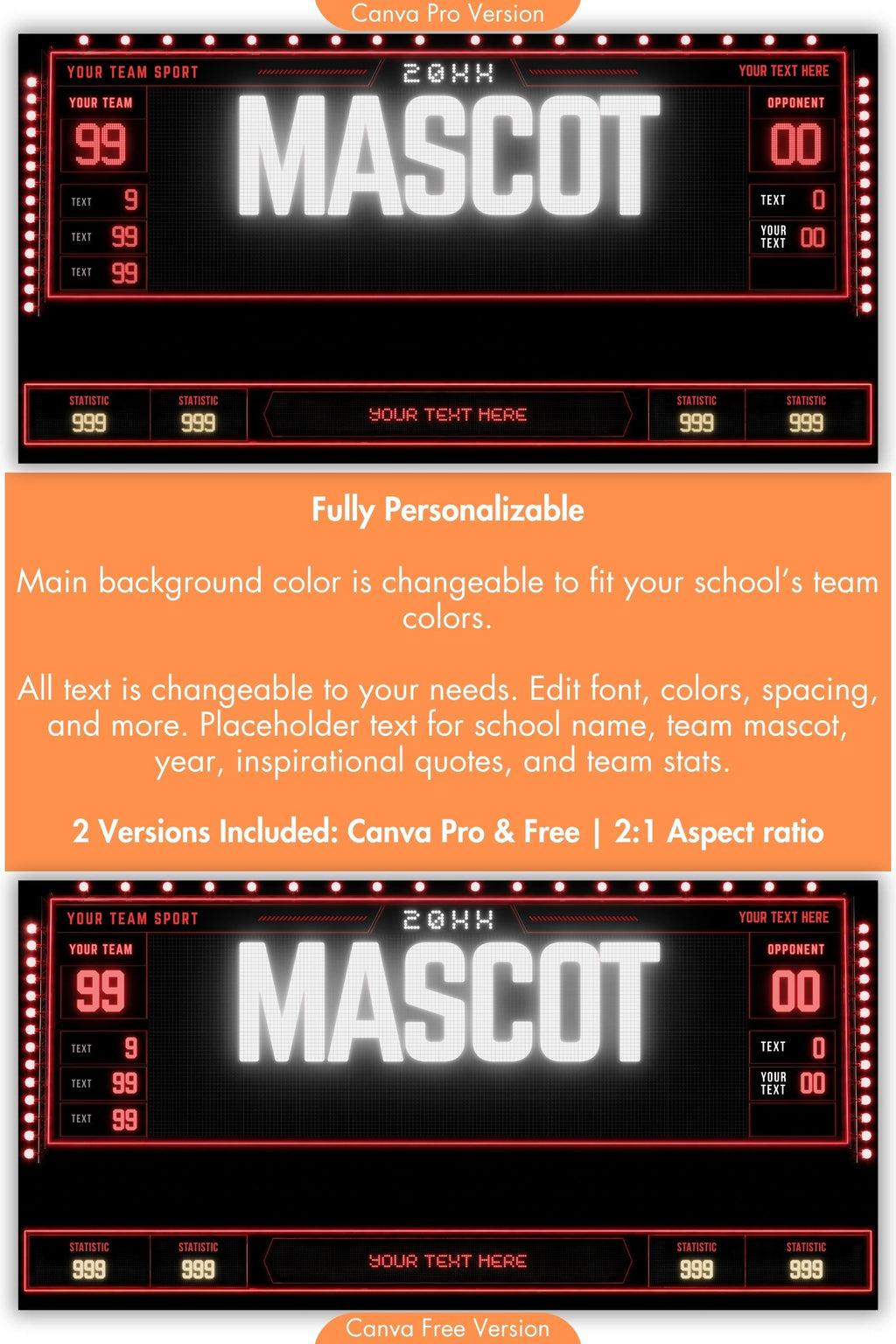All Sports Team Banner Canva Template | Scoreboard Showcase | 2:1