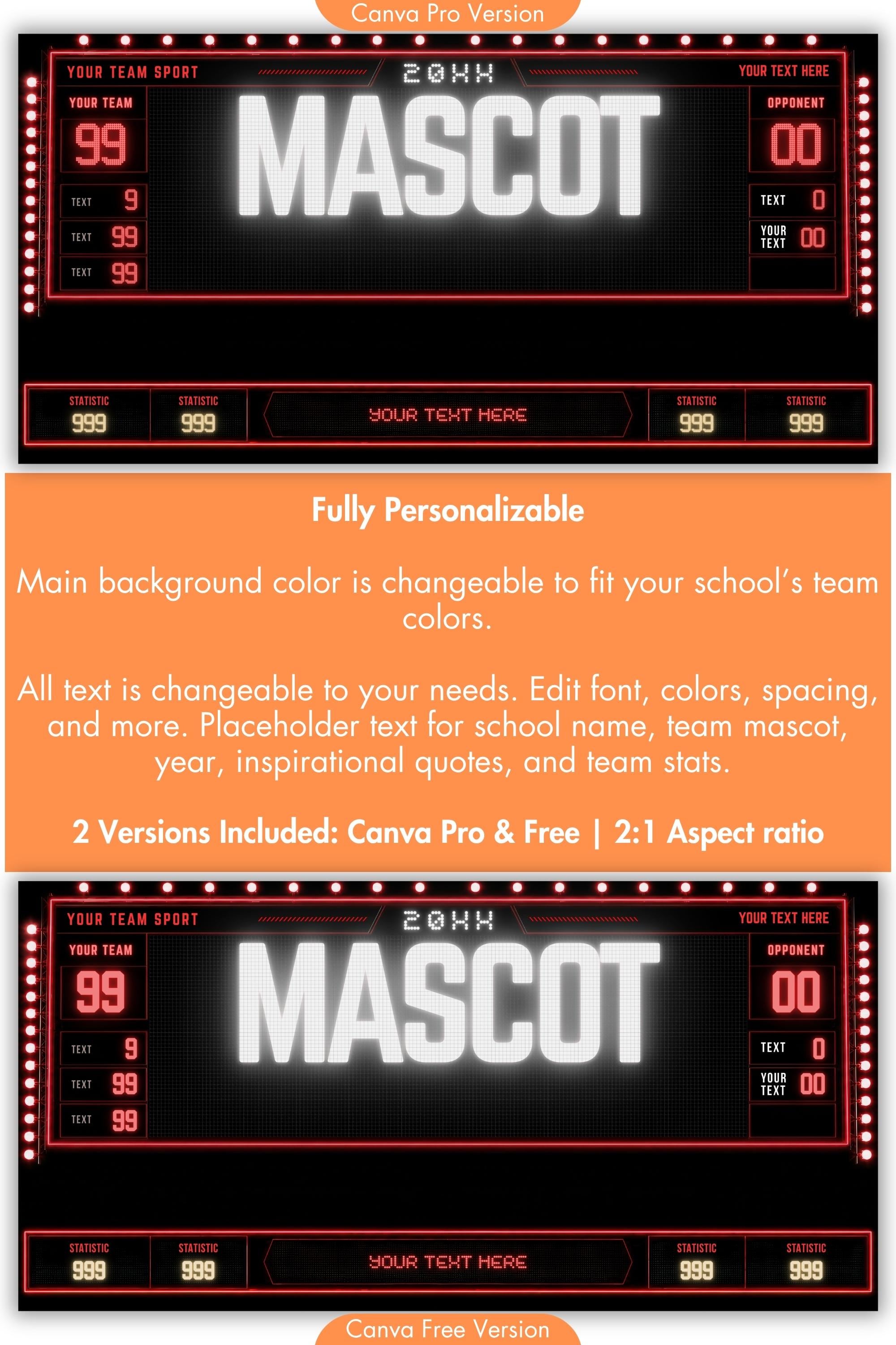 All Sports Team Banner Canva Template | Scoreboard Showcase | 2:1