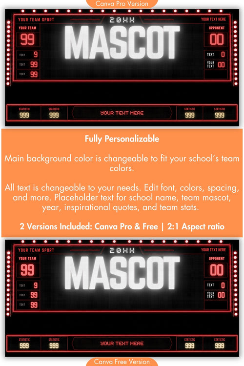 All Sports Team Banner Canva Template | Scoreboard Showcase | 2:1