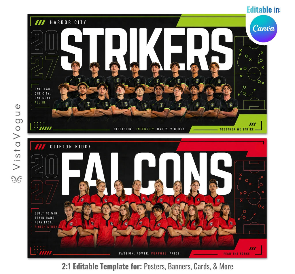 Soccer Team Banner Canva Template | Tactical Team Showcase | 2:1