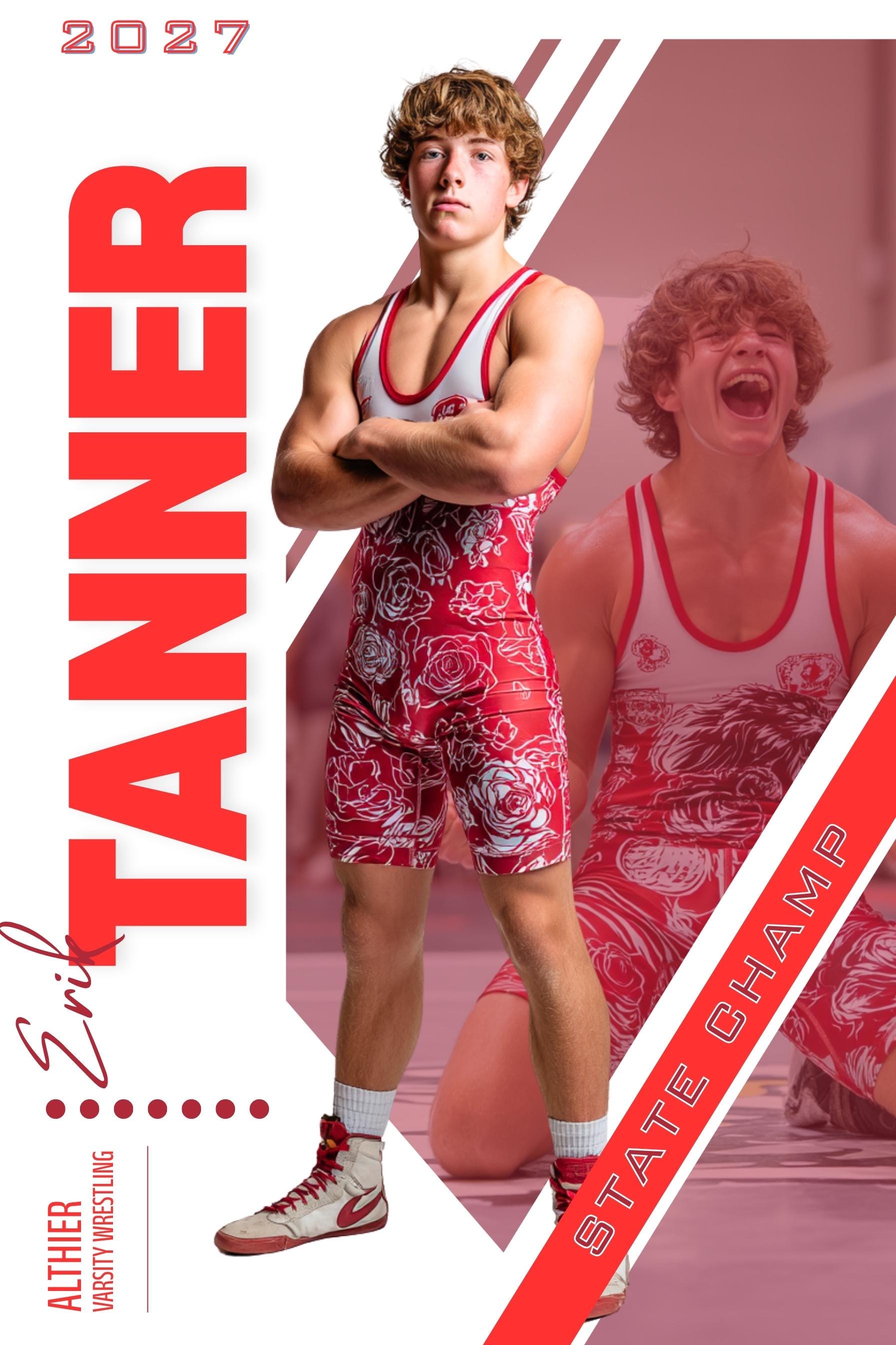 Dual Photo Wrestling Poster Template | Editable in Canva | 2:3