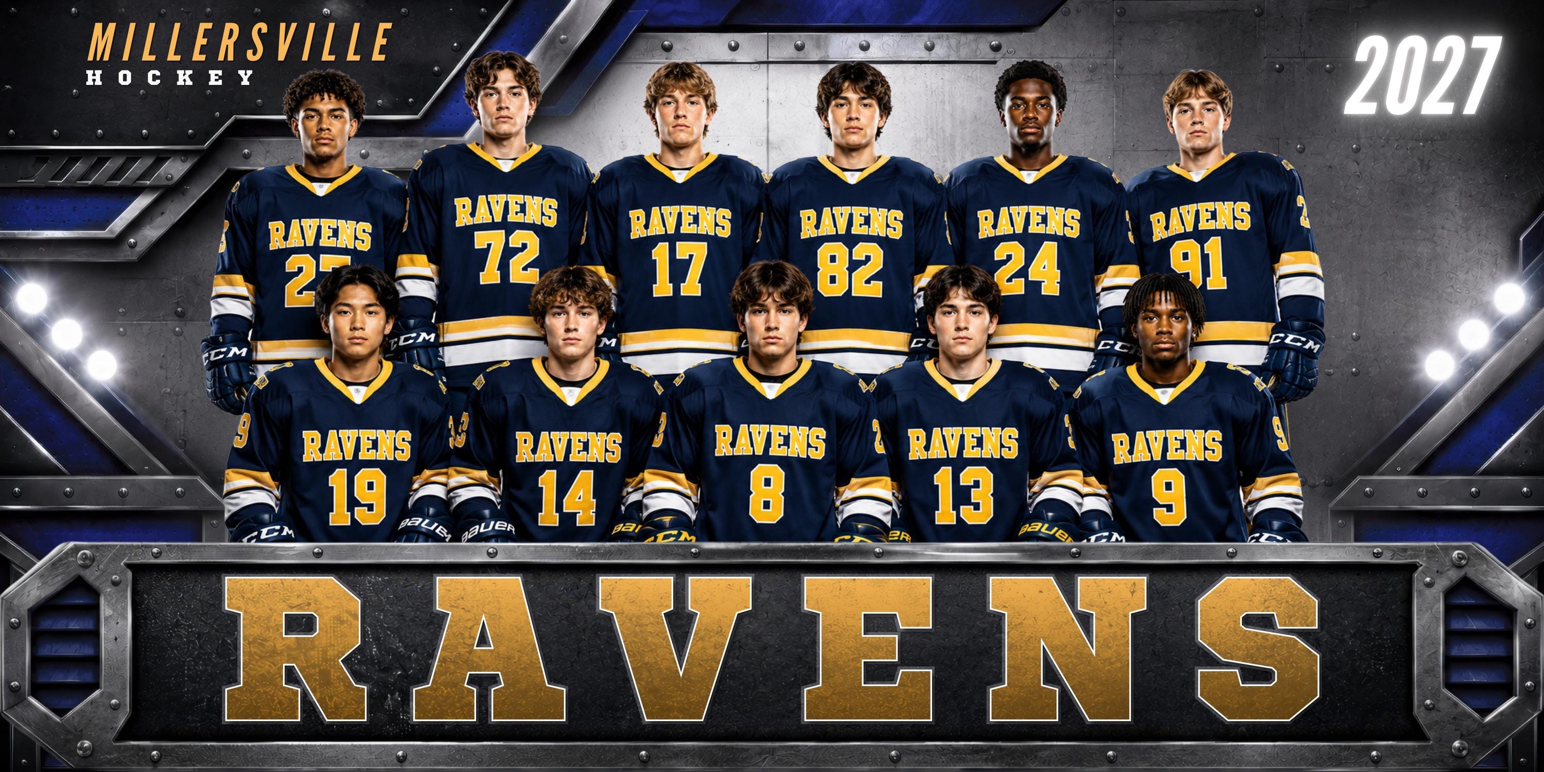 All Sports Team Banner Canva Template | Industrial Steel Design | 2:1