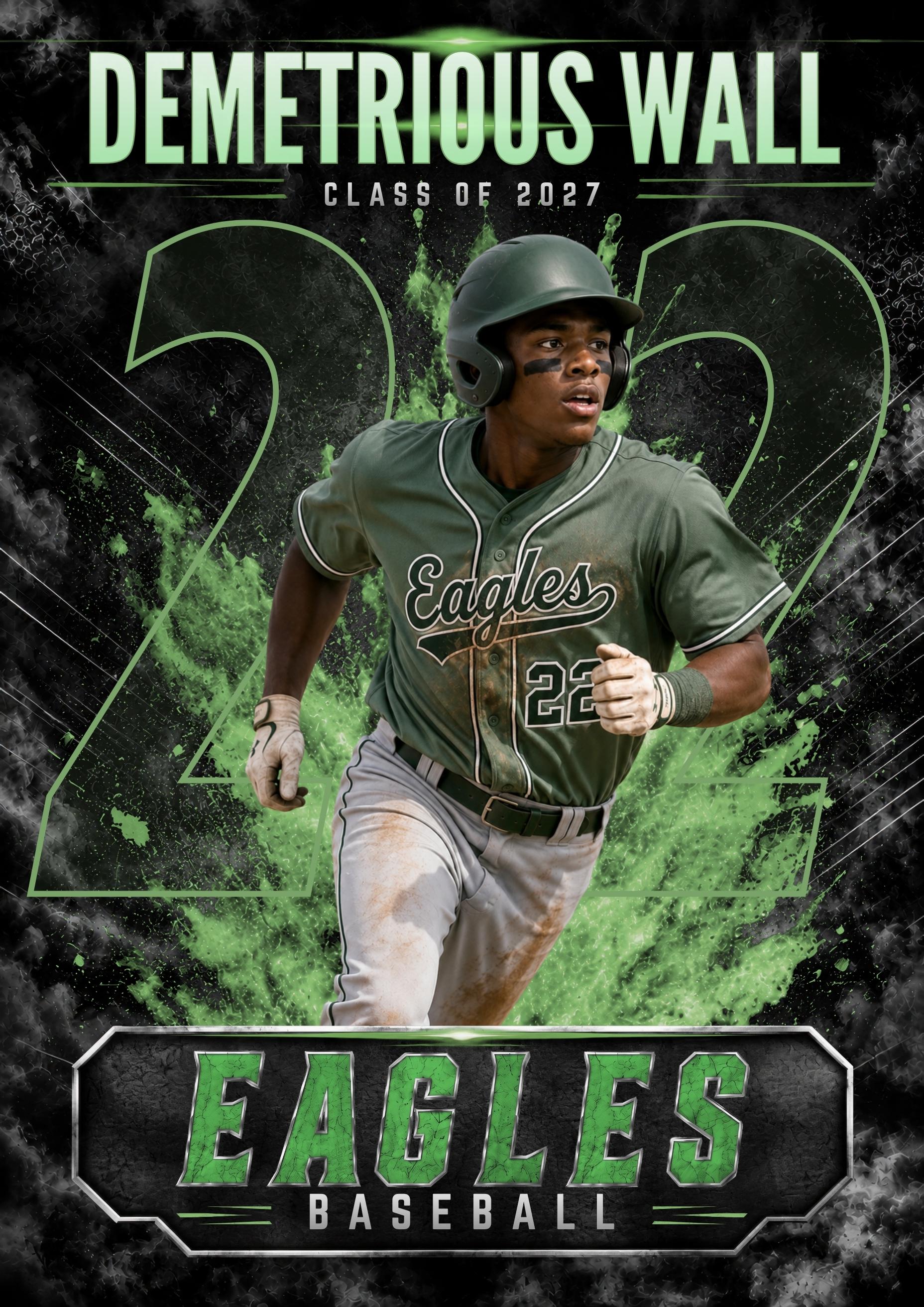 Baseball Card Canva Template | Gritty Color Explosion Design | 5:7