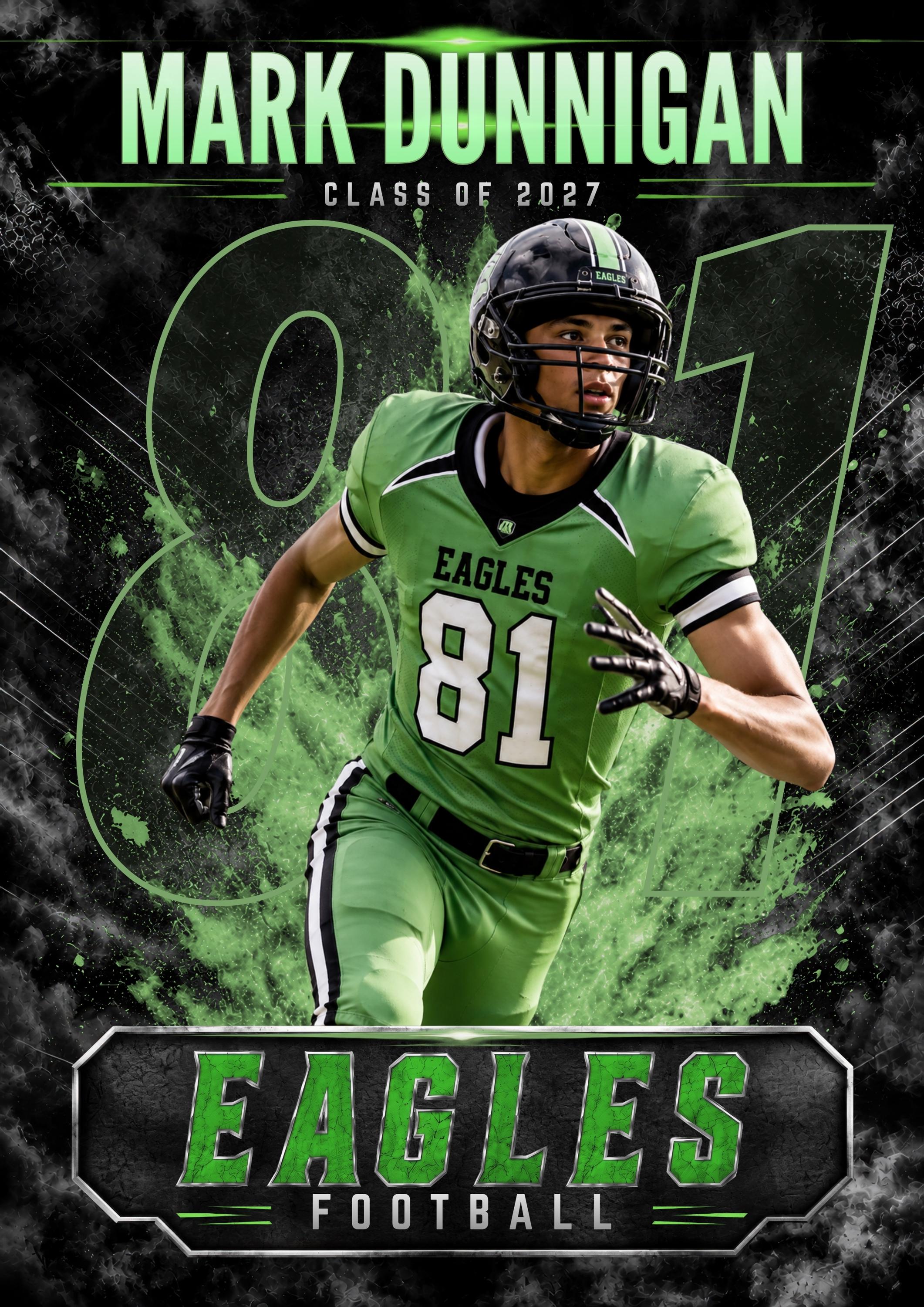 Football Card Canva Template | Gritty Color Explosion Design | 5:7