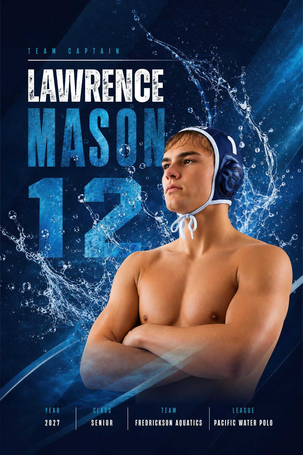 Water Polo & Swimming Poster Template | Canva Template | Dynamic Splash Design | 2:3
