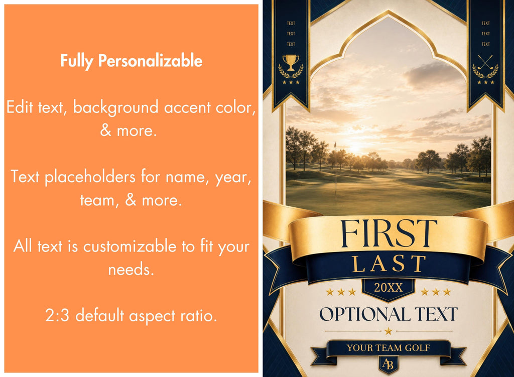 Golf Poster Template | Canva Template | Luxury Design | 2:3