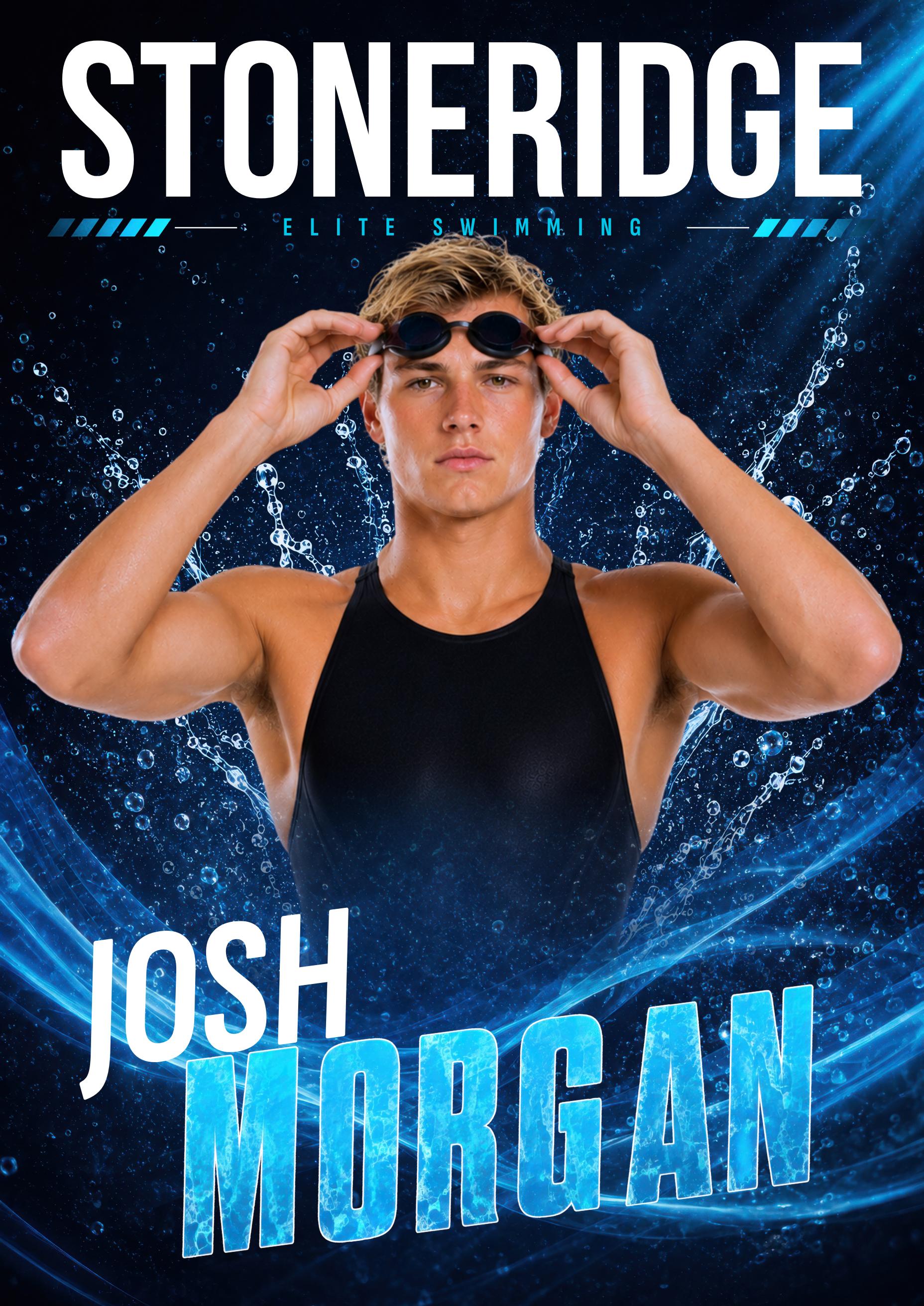 Swimming Poster Photoshop Template | Dynamic Splash Design | 5:7